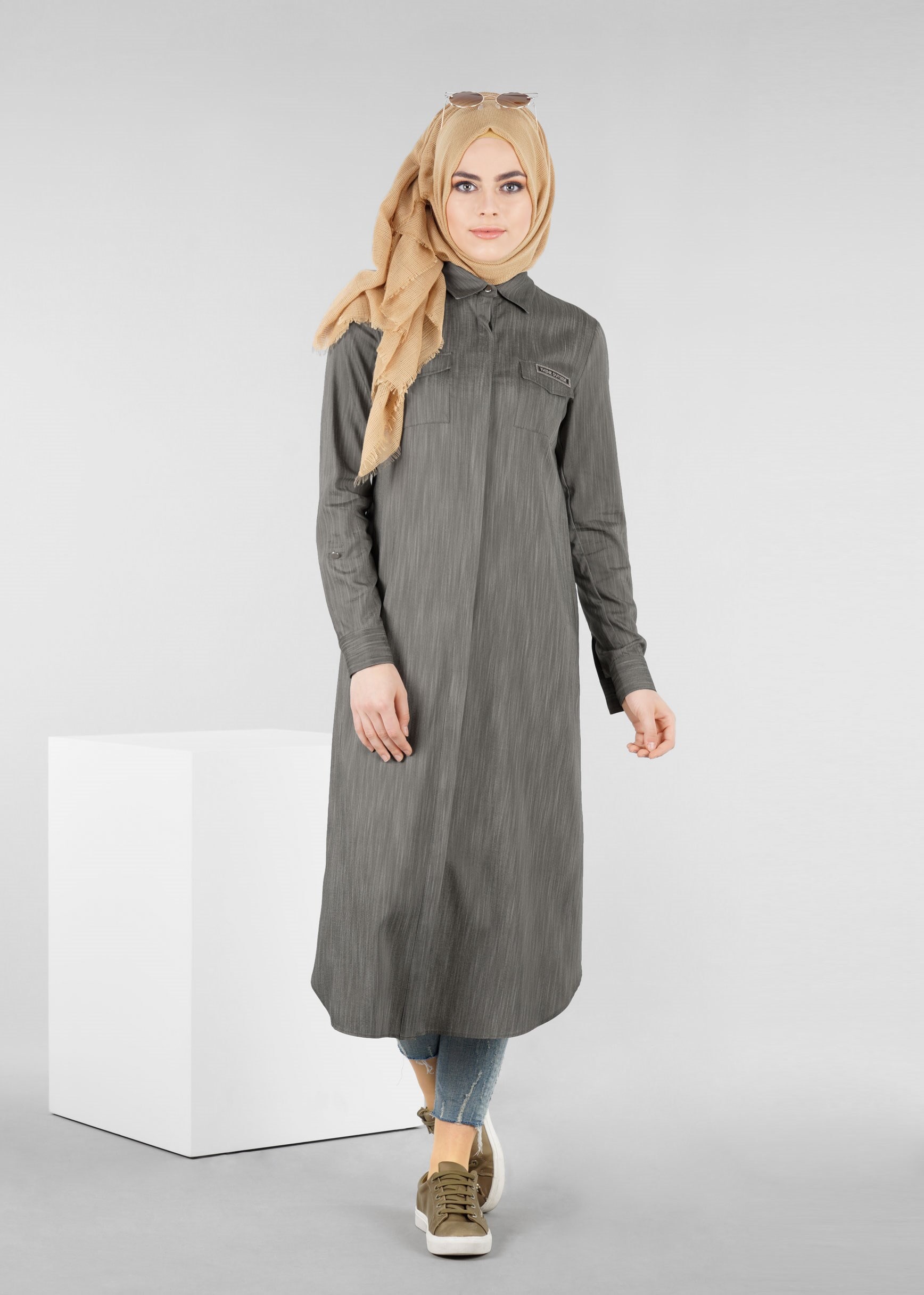 Tesettür giyim HAKİ 4205 17580 TESETTÜR TUNİK 38/46 TEK40