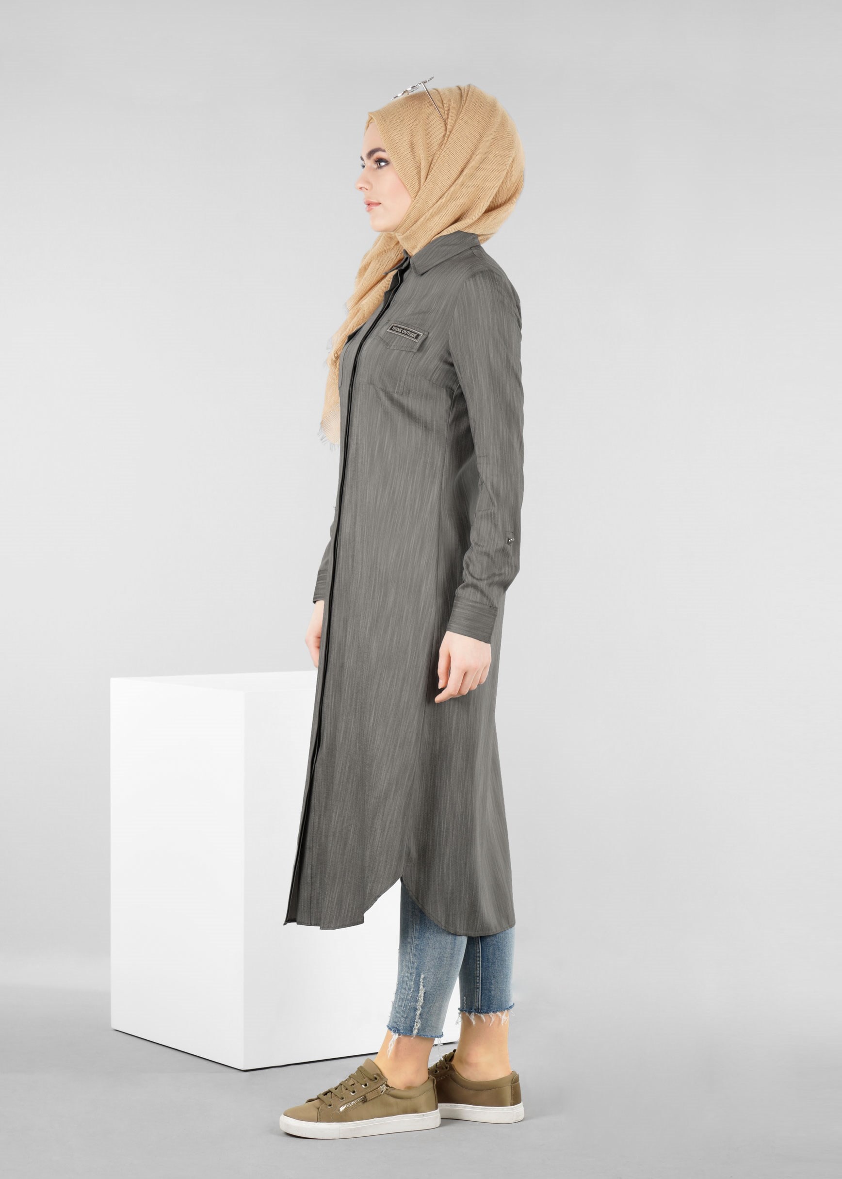 Tesettür giyim HAKİ 4205 17580 TESETTÜR TUNİK 38/46 TEK40