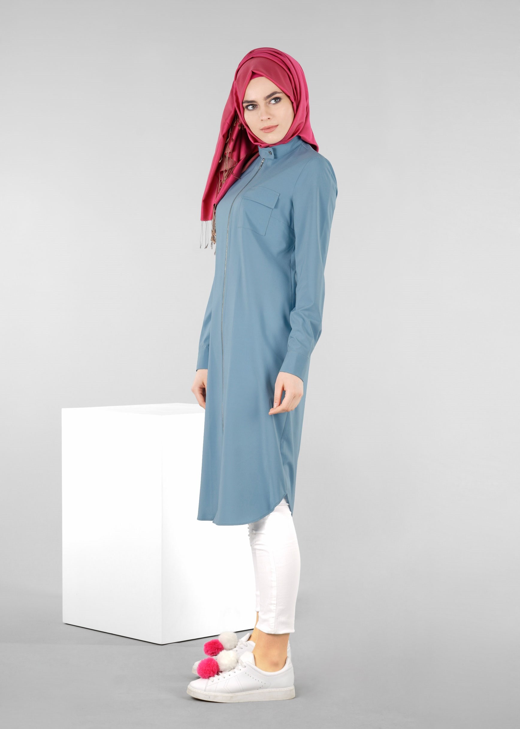 Tesettür giyim MAVİ 4264 ELETA 43363 TESETTÜR TUNİK 38/46 TEK40