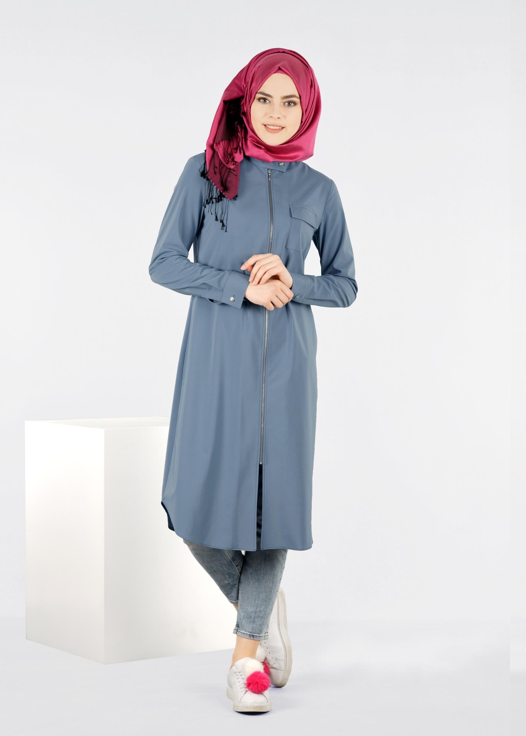 Tesettür giyim MAVİ 4264 ELETA 43363 TESETTÜR TUNİK 38/46 TEK40