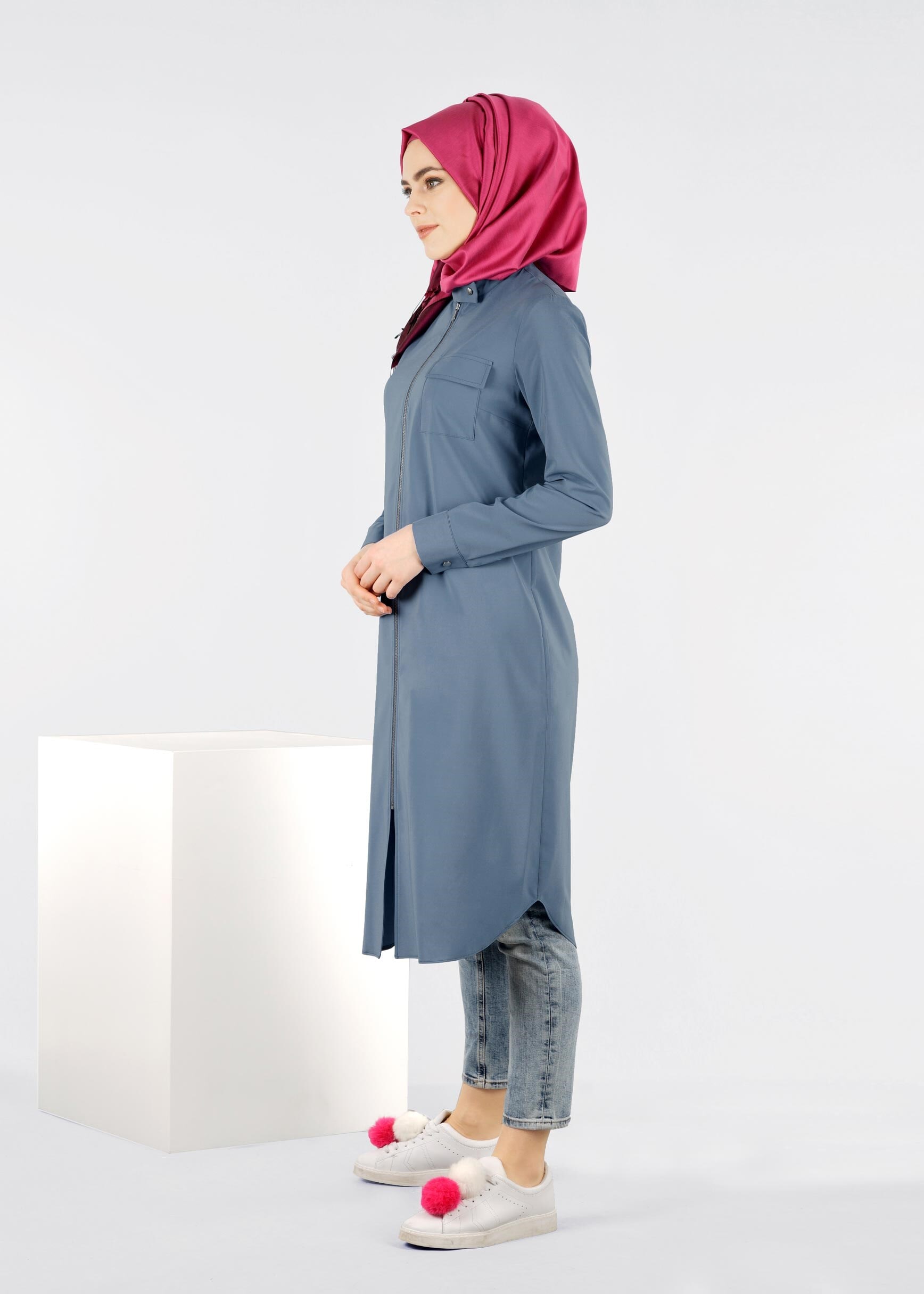 Tesettür giyim MAVİ 4264 ELETA 43363 TESETTÜR TUNİK 38/46 TEK40