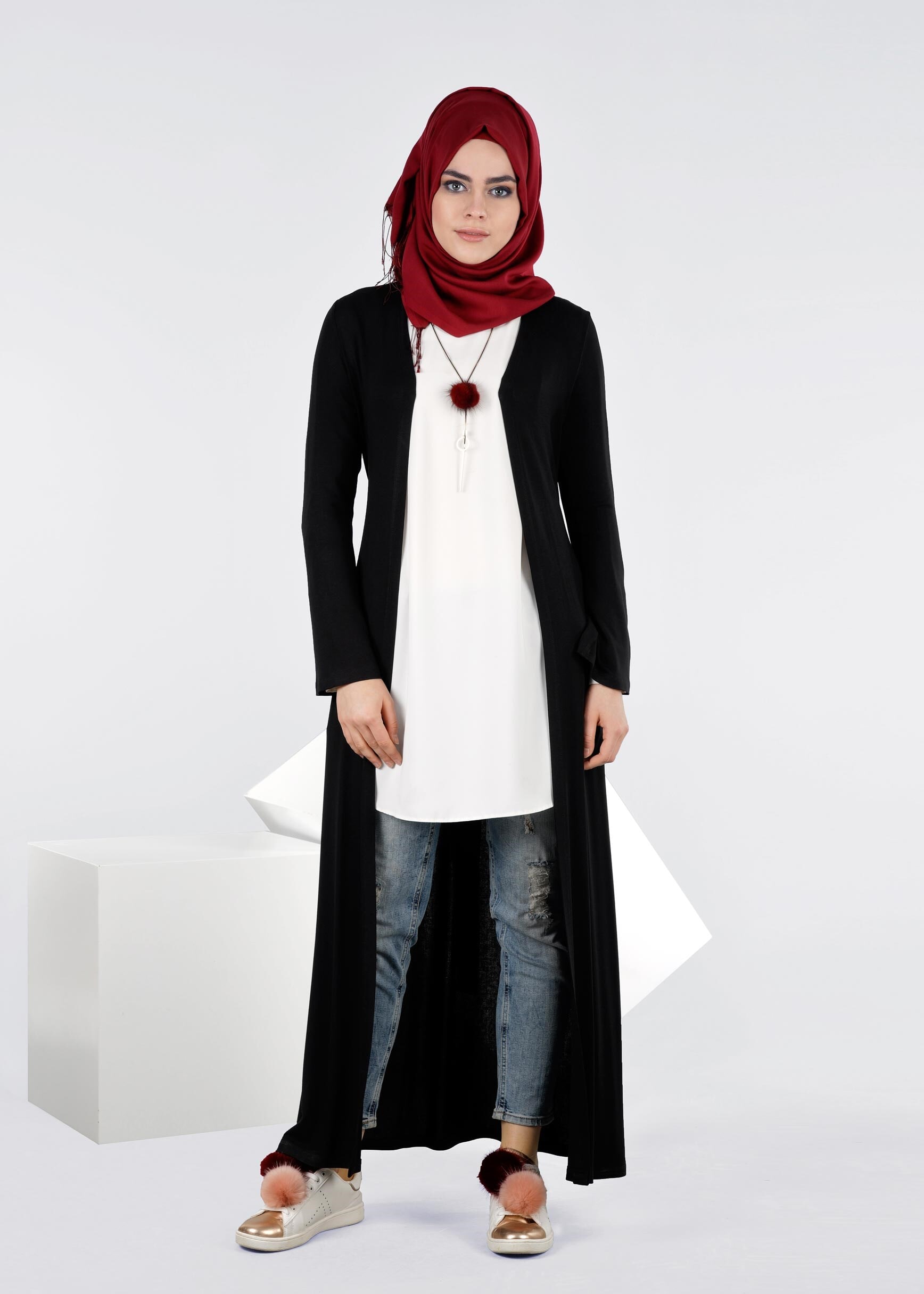 Tesettür giyim SİYAH 4269 İLAYDA ÖRME TUNİK 38/46 TEK40