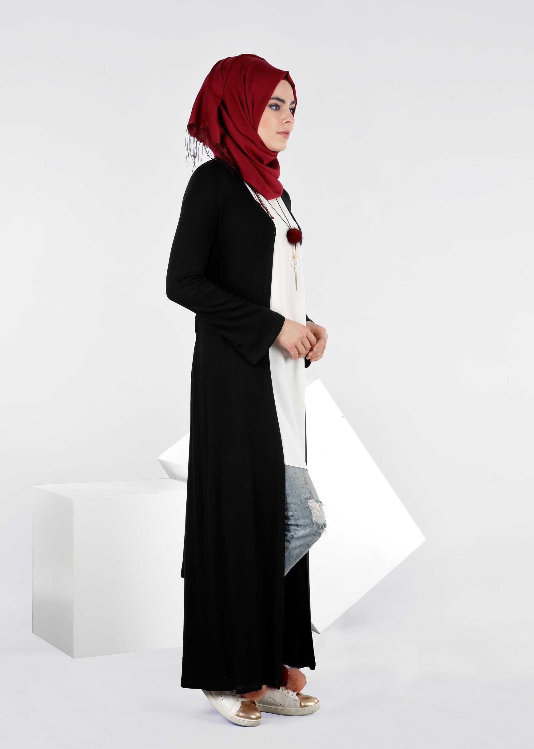 Tesettür giyim SİYAH 4269 İLAYDA ÖRME TUNİK 38/46 TEK40