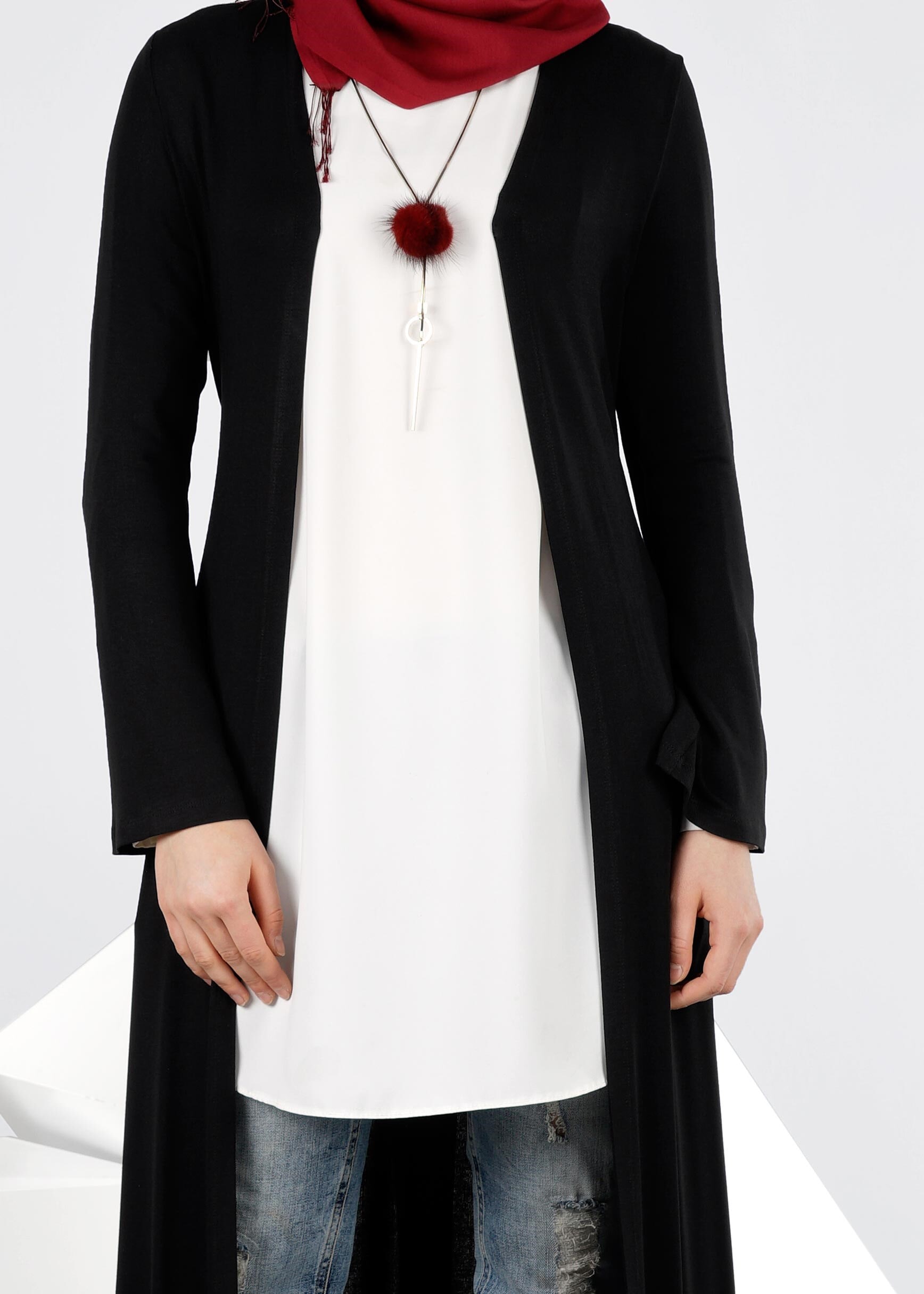 Tesettür giyim SİYAH 4269 İLAYDA ÖRME TUNİK 38/46 TEK40