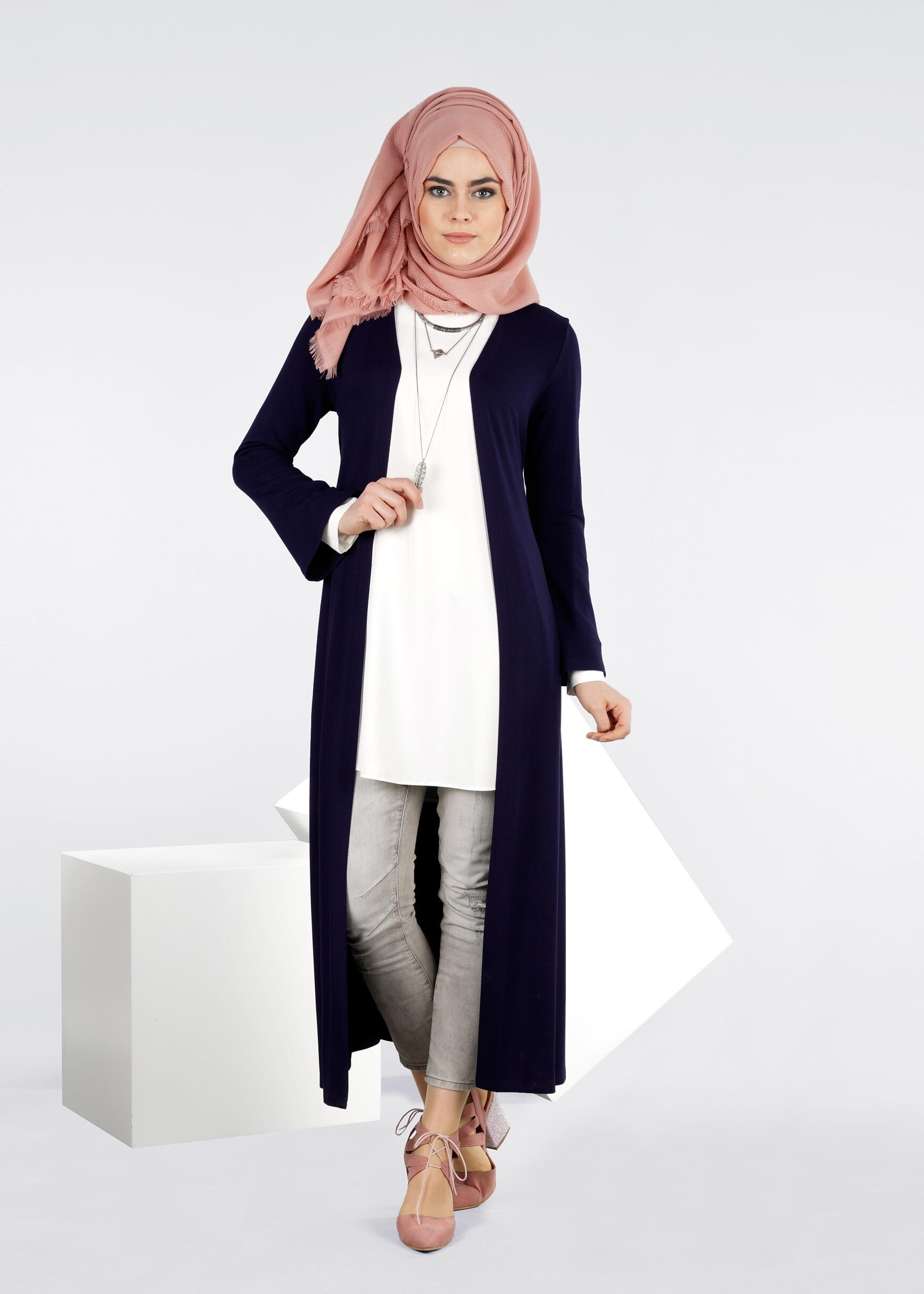 Tesettür giyim LACİVERT 4269 İLAYDA ÖRME TUNİK 38/46 TEK40