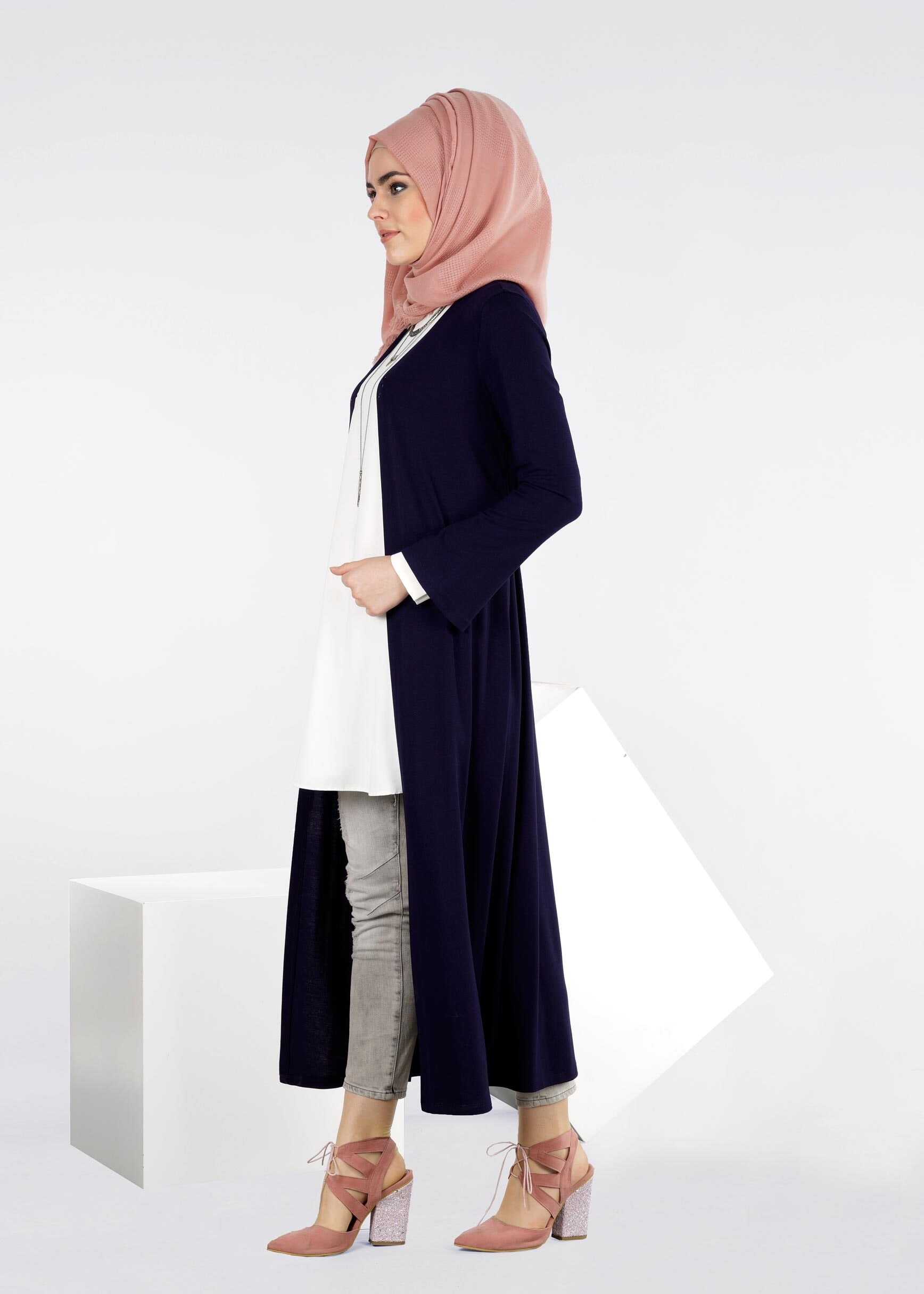 Tesettür giyim LACİVERT 4269 İLAYDA ÖRME TUNİK 38/46 TEK40