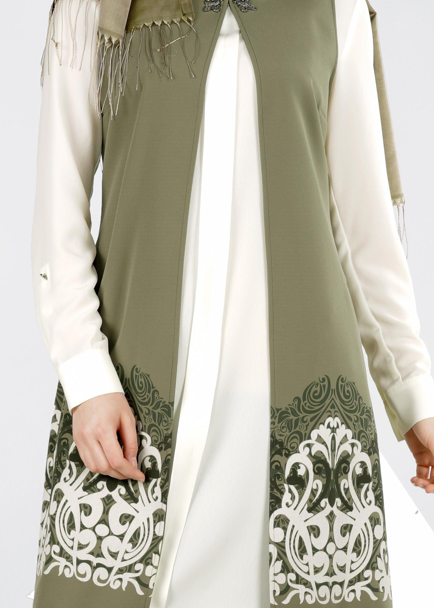 Tesettür giyim HAKİ 4278 ZADE 2&prime;Lİ TUNİK 38/46 TEK40