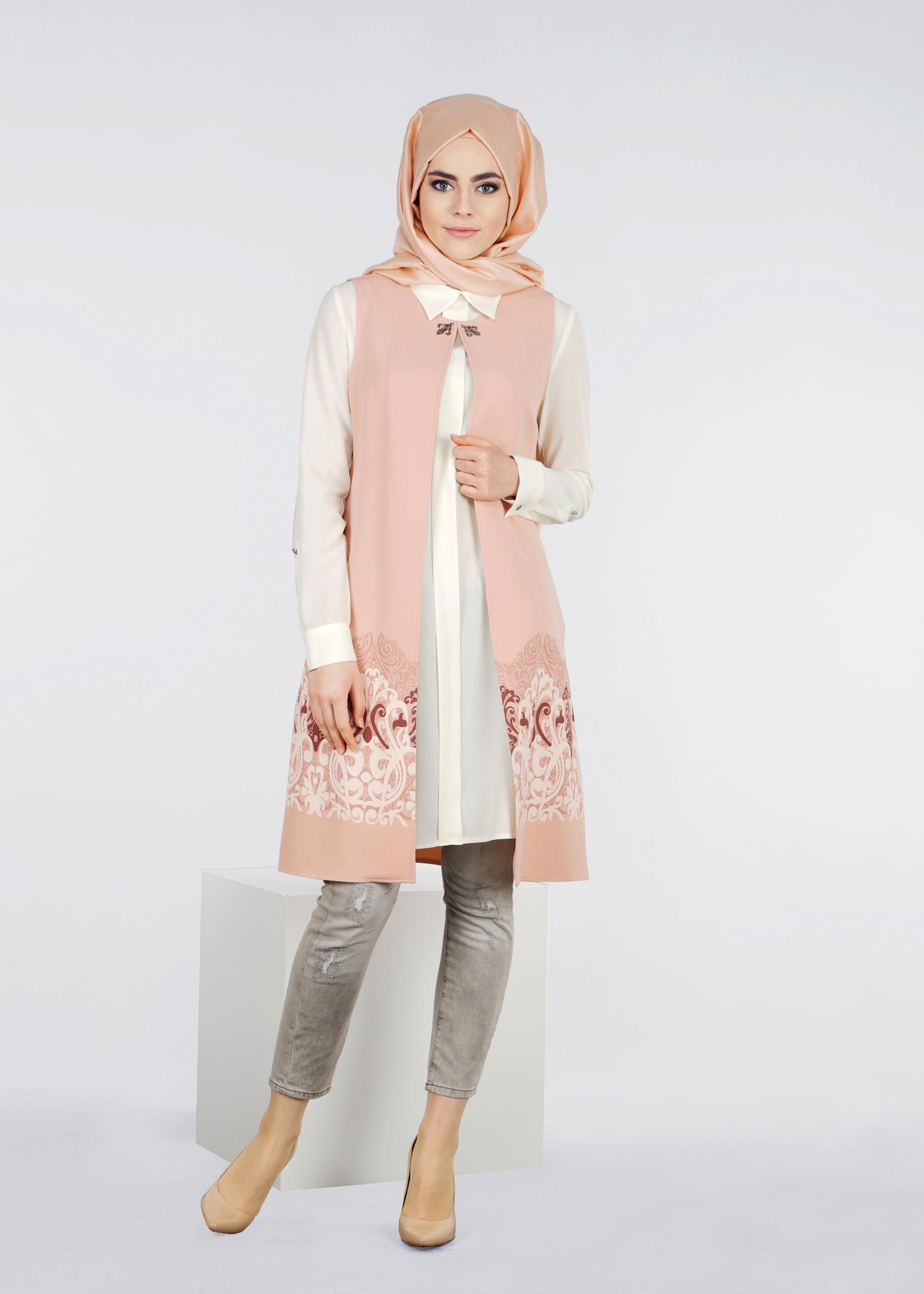 Tesettür giyim PUDRA 4278 ZADE 2&prime;Lİ TUNİK 38/46 TEK40