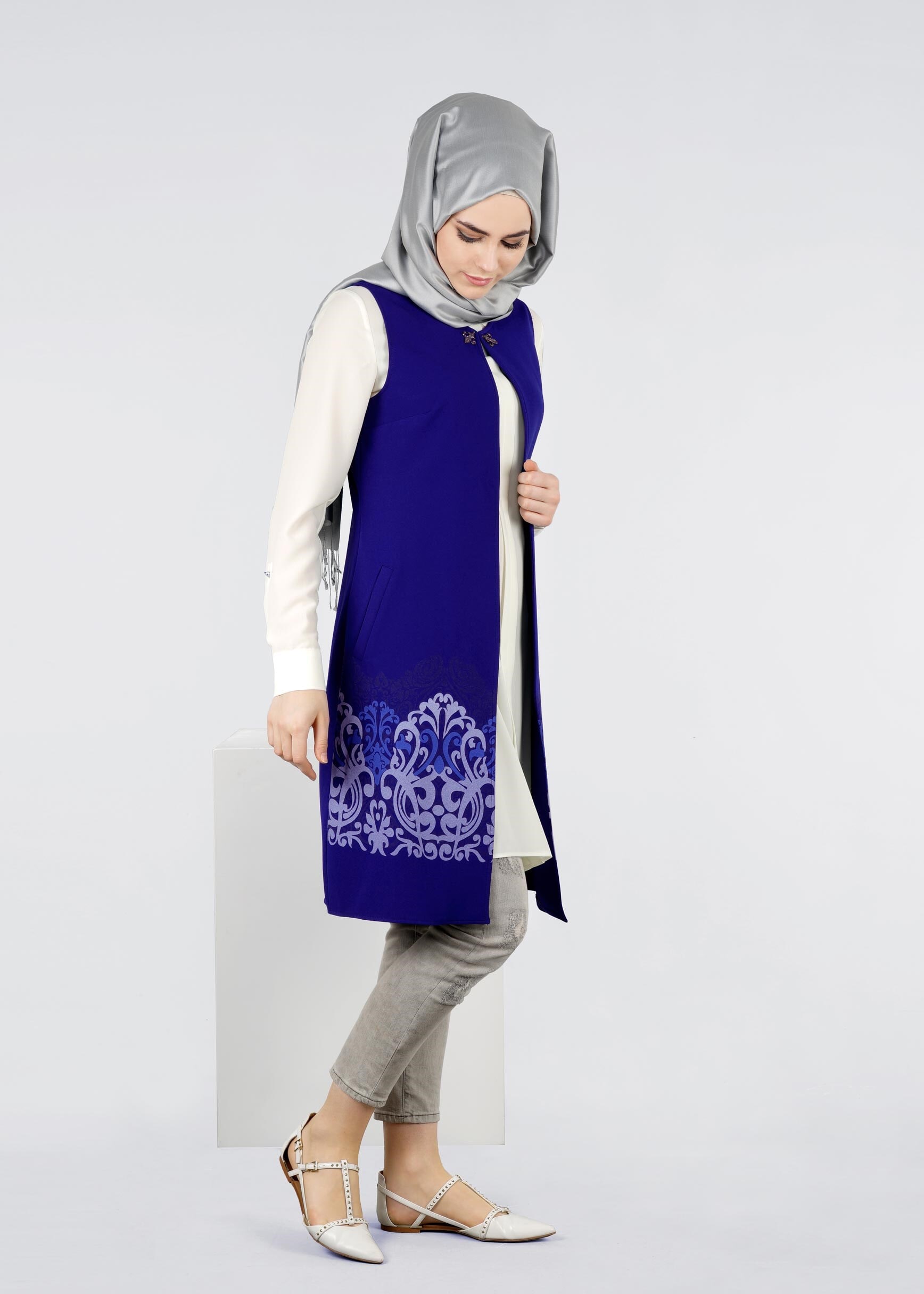 Tesettür giyim LACİVERT 4278 ZADE 2&prime;Lİ TUNİK 38/46 TEK40