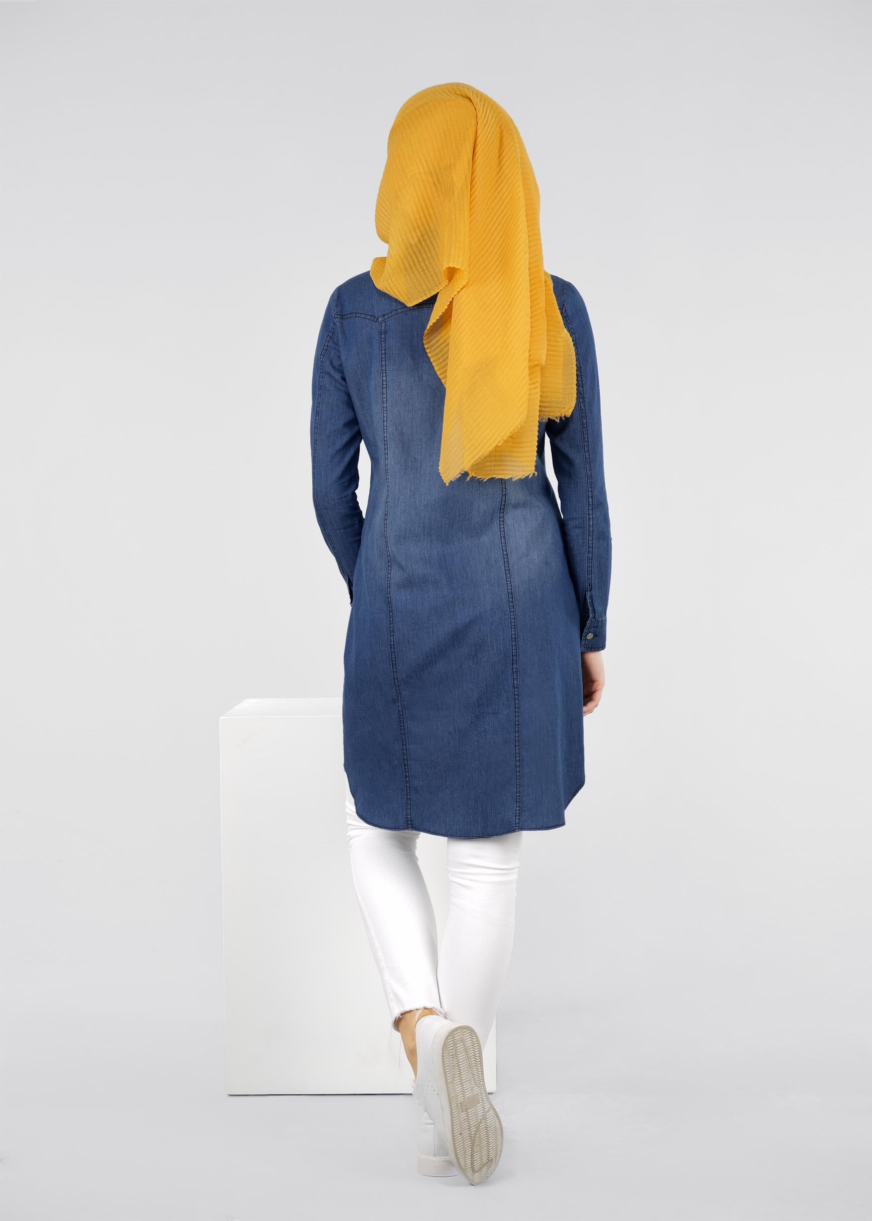 Tesettür giyim LACİVERT 4281 TENCEL DREAM TESETTÜR TUNİK 40/48