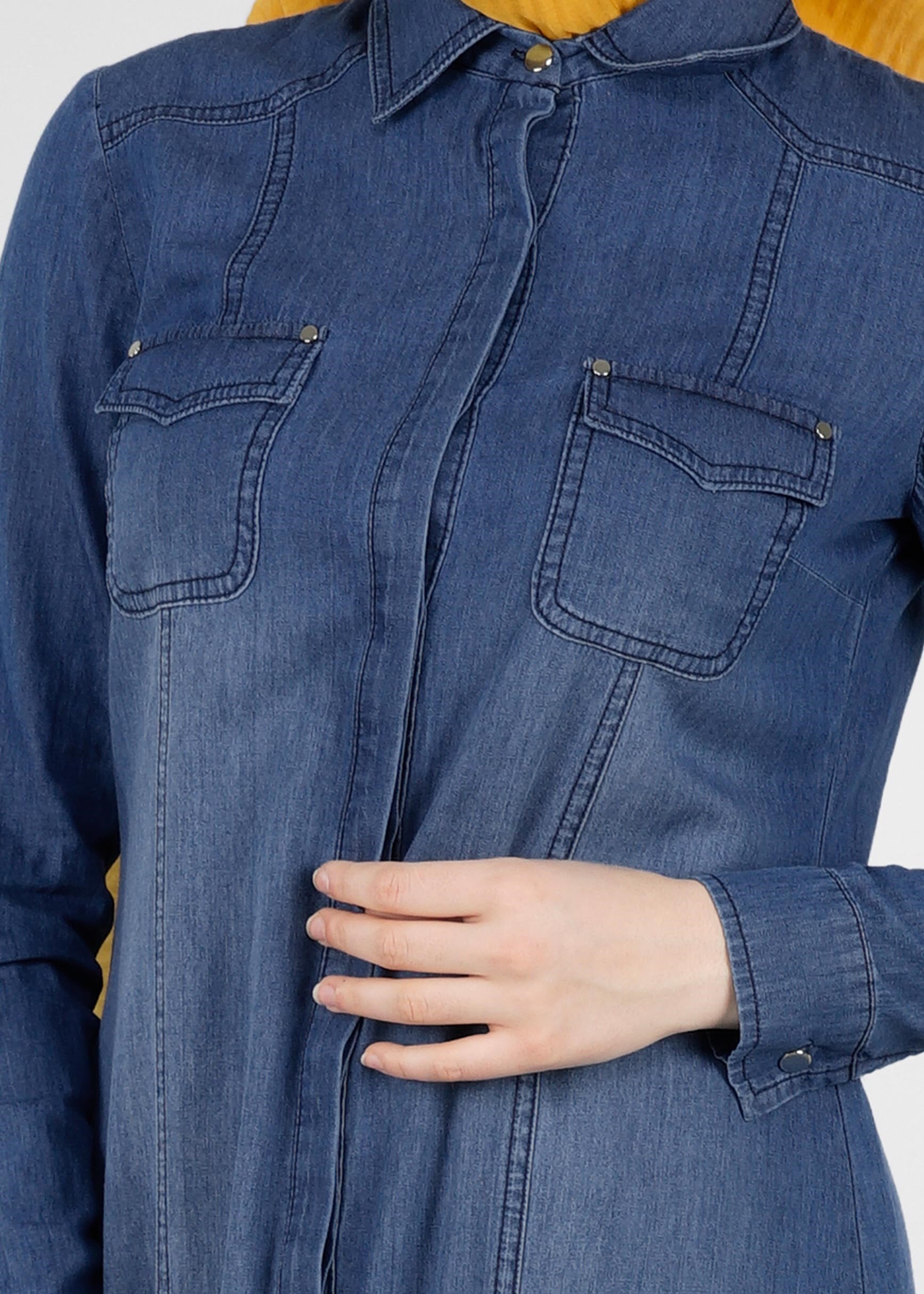 Tesettür giyim LACİVERT 4281 TENCEL DREAM TESETTÜR TUNİK 40/48