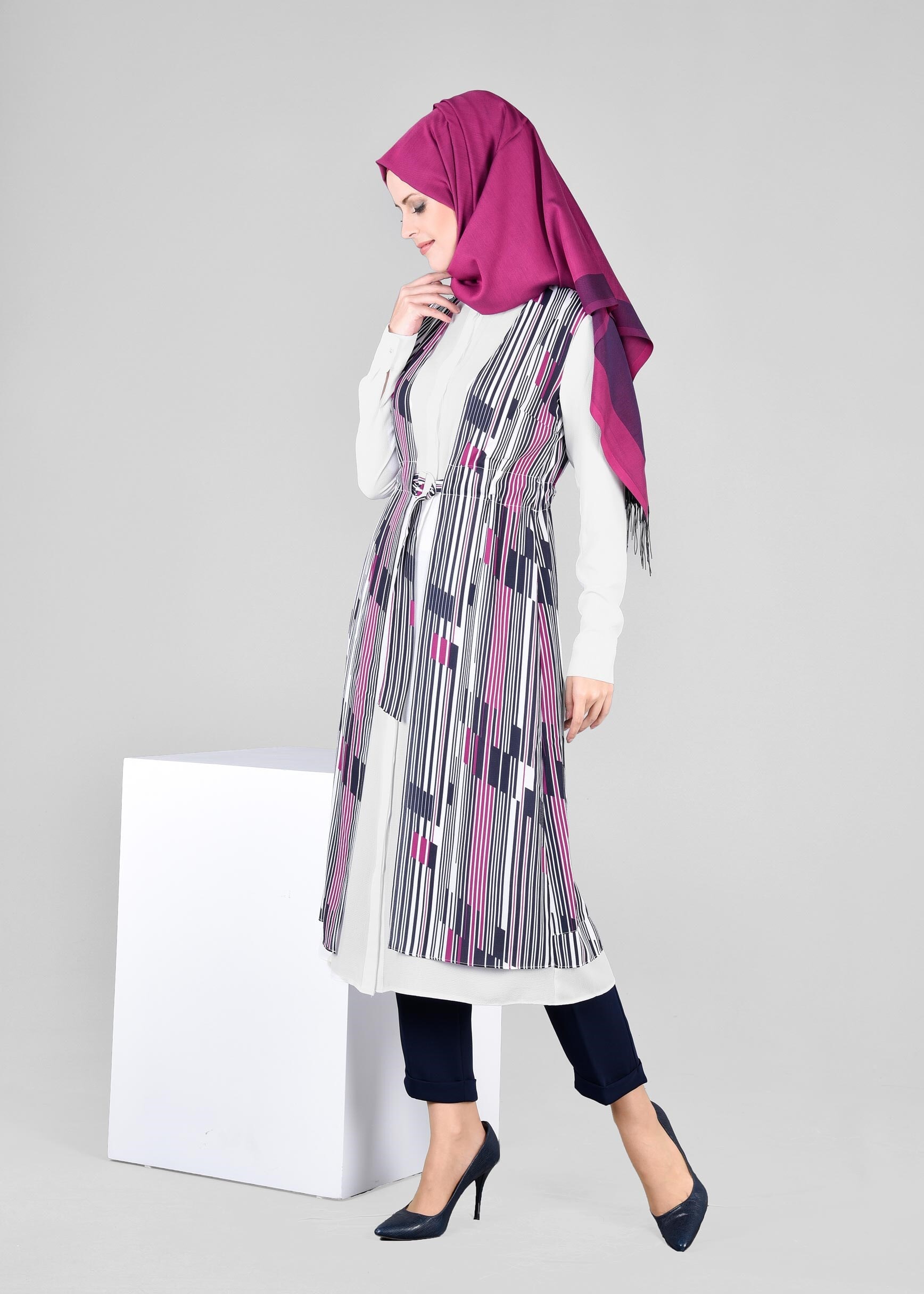 Tesettür giyim FUŞYA 4297 KOBE 5851 TUNİK 38/46 TEK40