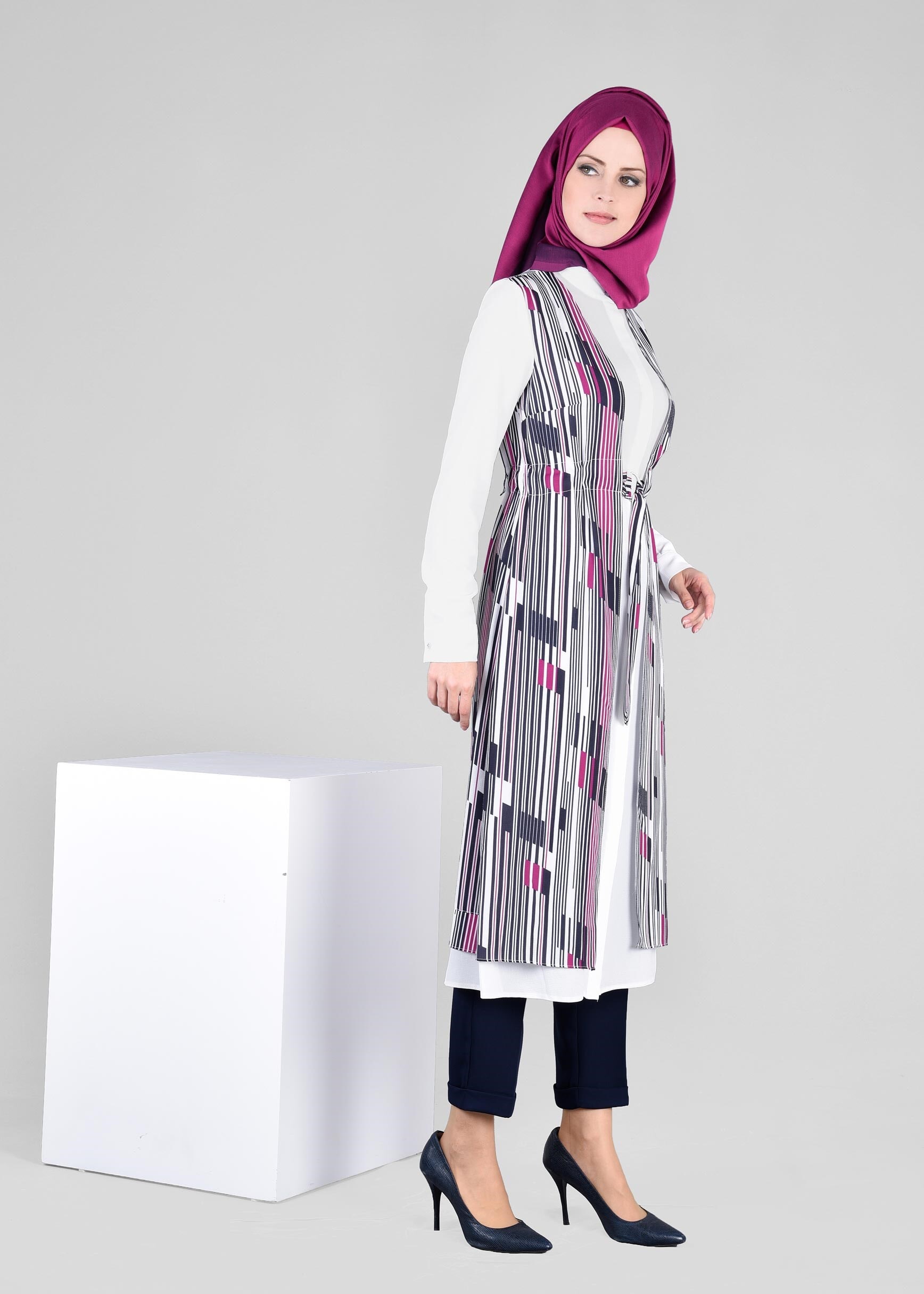 Tesettür giyim FUŞYA 4297 KOBE 5851 TUNİK 38/46 TEK40