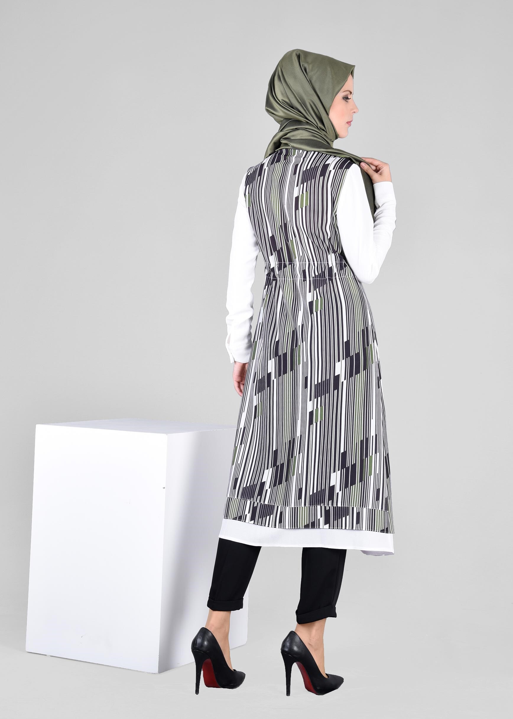 Tesettür giyim HAKİ 4297 KOBE 5851 TUNİK 38/46 TEK40