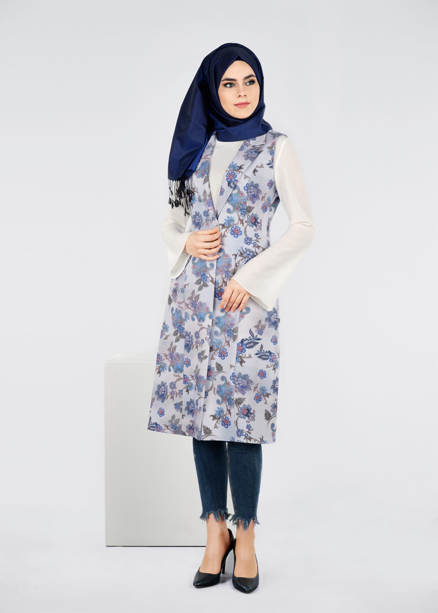 Tesettür giyim LACİVERT 4320 SEDEF 9731 TESETTÜR 2&prime;Lİ TUNİK 40/48 TEK38