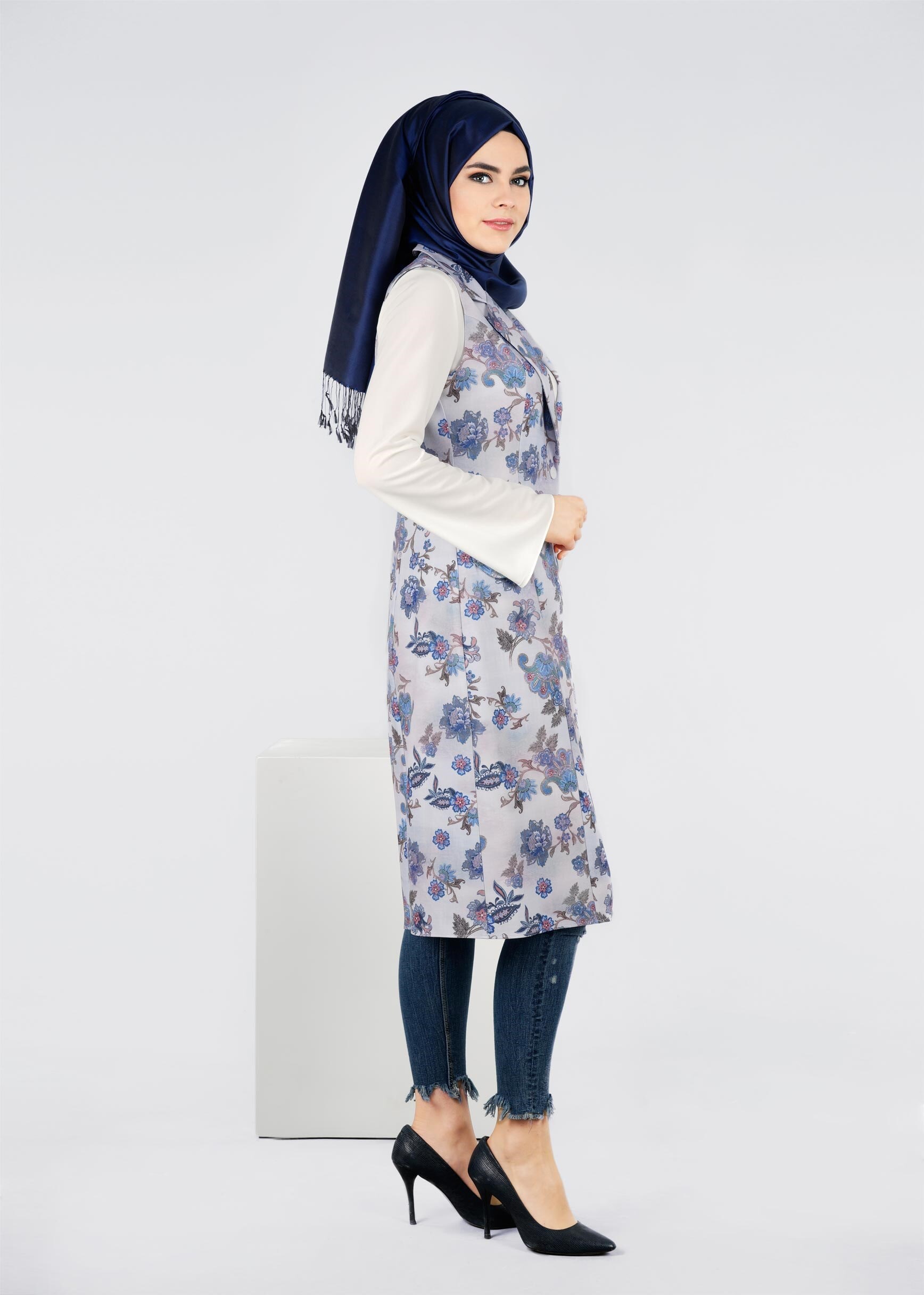 Tesettür giyim LACİVERT 4320 SEDEF 9731 TESETTÜR 2&prime;Lİ TUNİK 40/48 TEK38