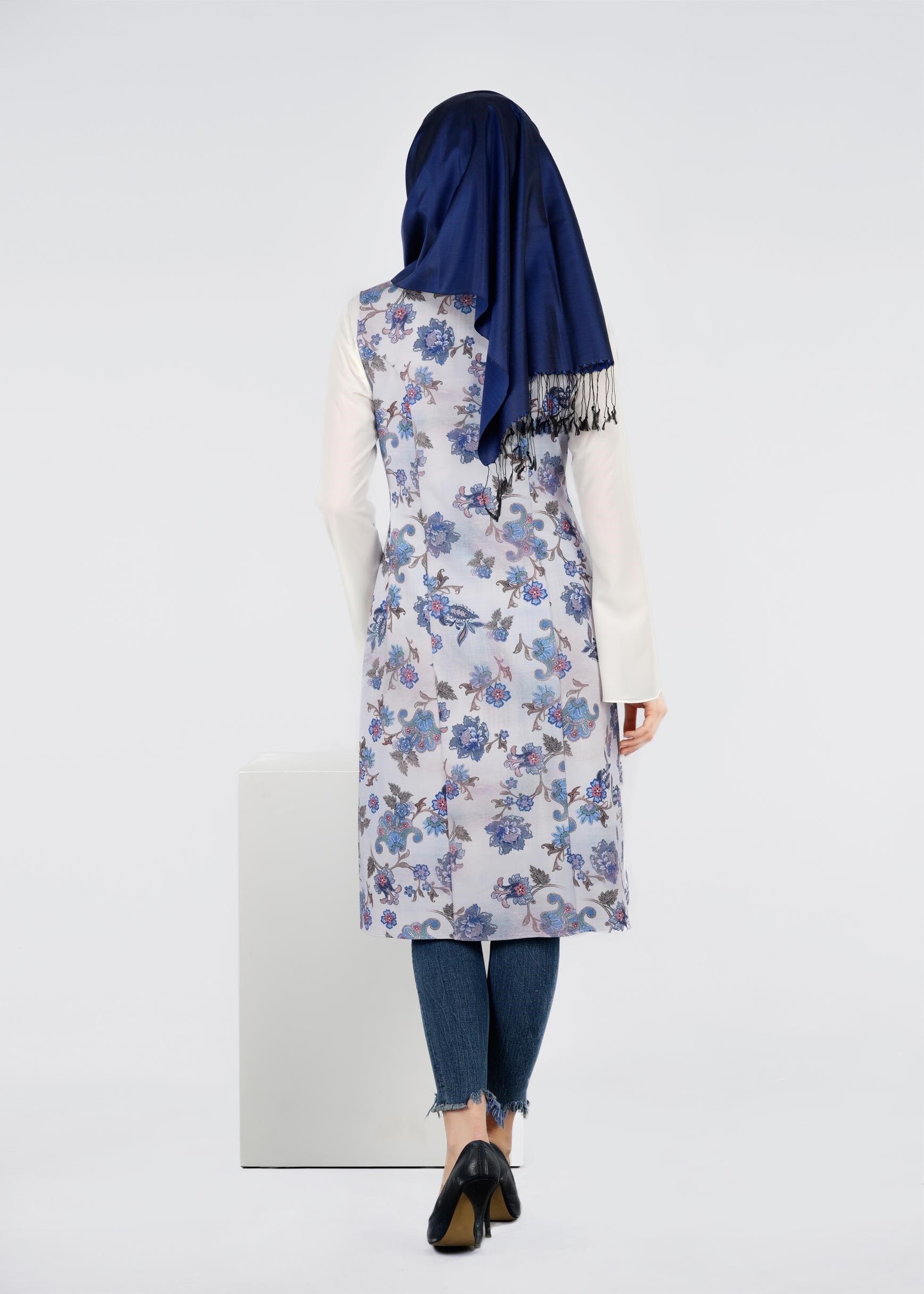 Tesettür giyim LACİVERT 4320 SEDEF 9731 TESETTÜR 2&prime;Lİ TUNİK 40/48 TEK38