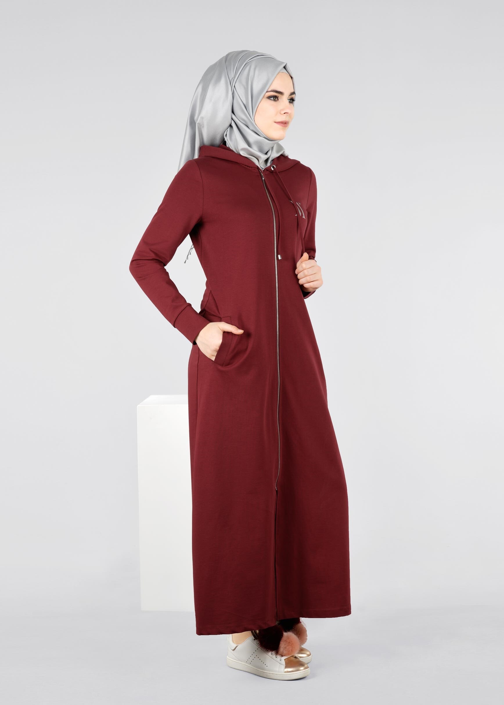 Tesettür giyim BORDO 4333 HİLDA EŞOFMAN TUNİK 36/46 TEK40-42