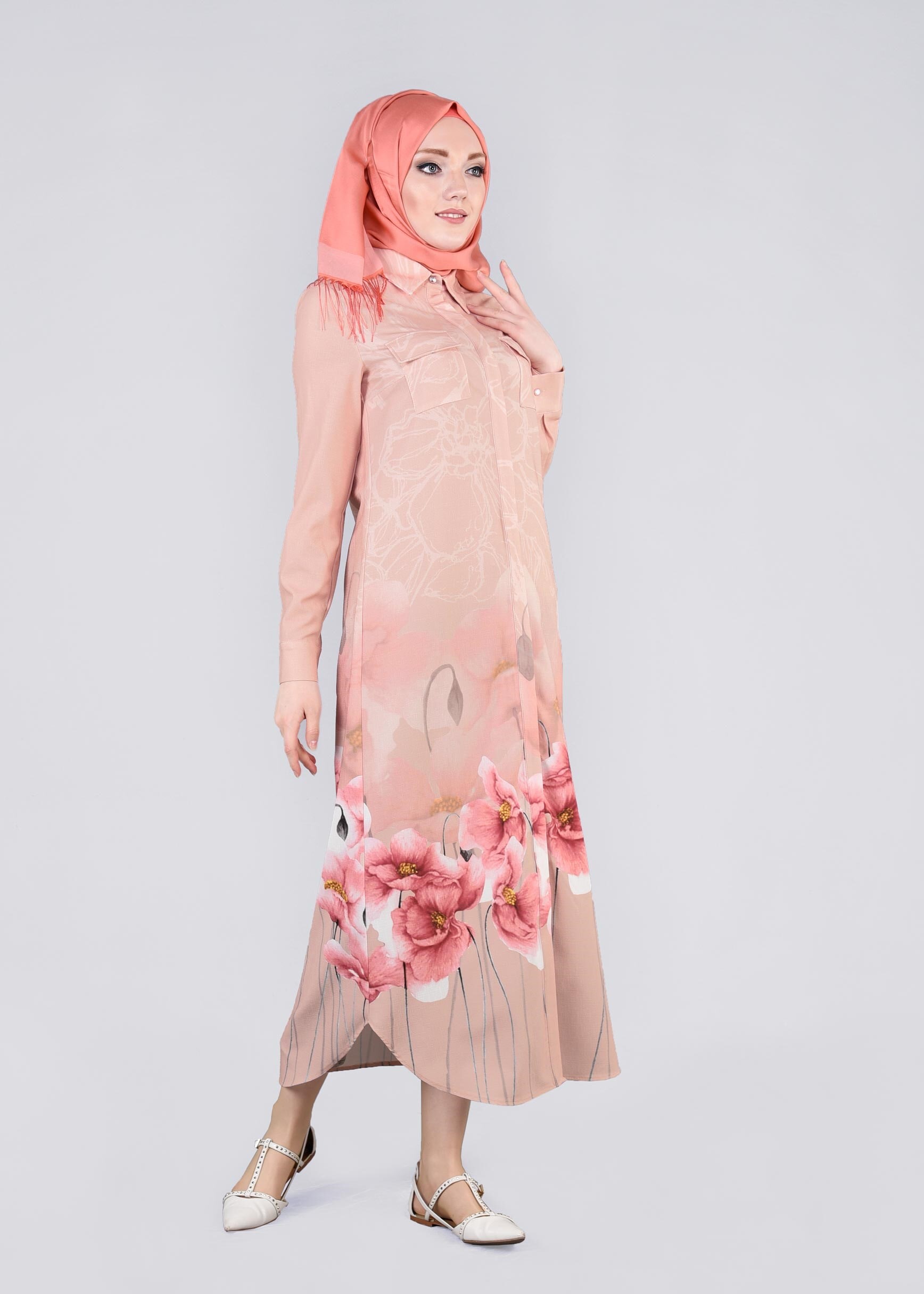 Tesettür giyim PUDRA 4344 İNCİ 143303 TUNİK 38/46 TEK40