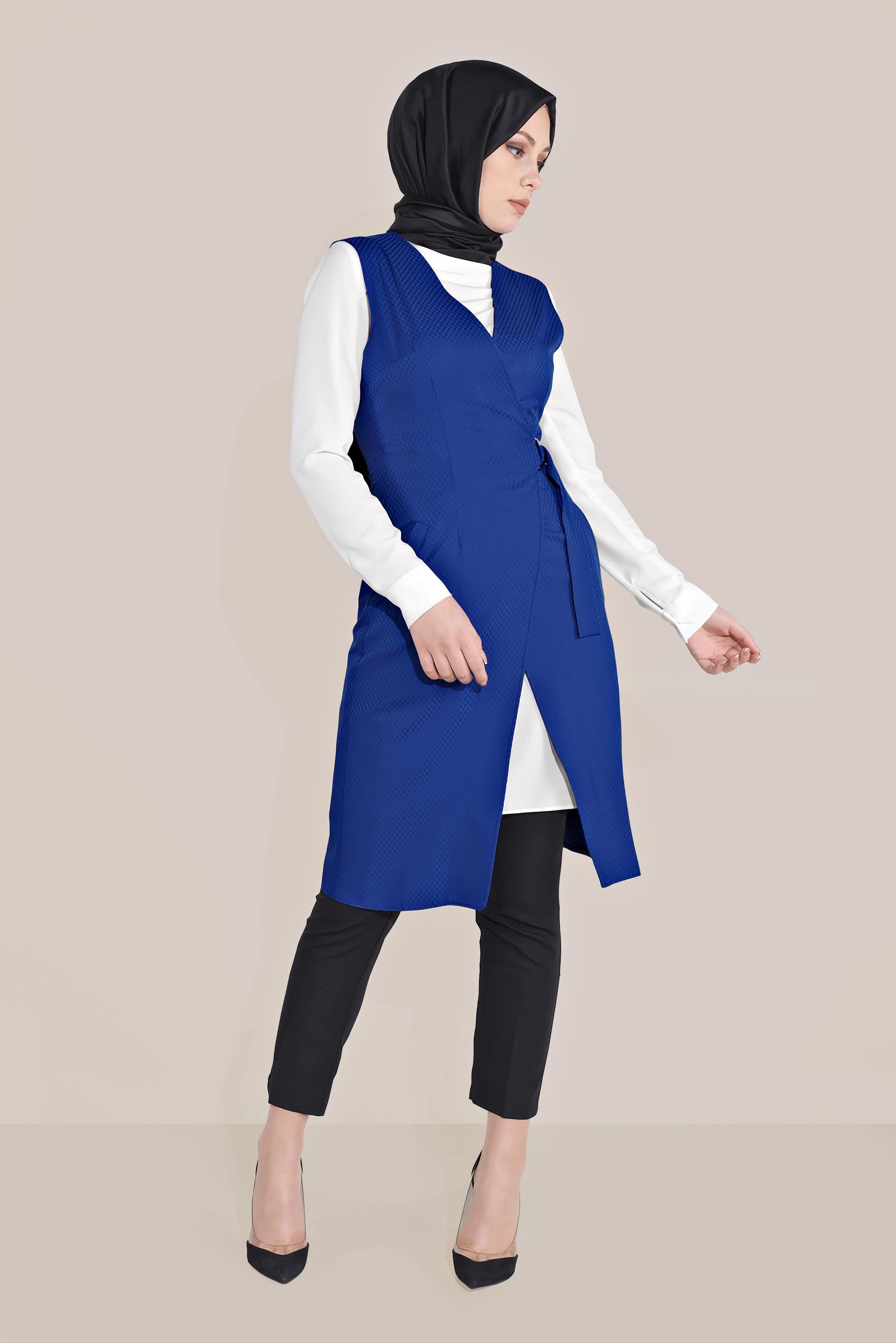 Tesettür giyim LACİVERT 4346 SENA 8960 2&prime;Lİ TUNİK 38/44 TEK40