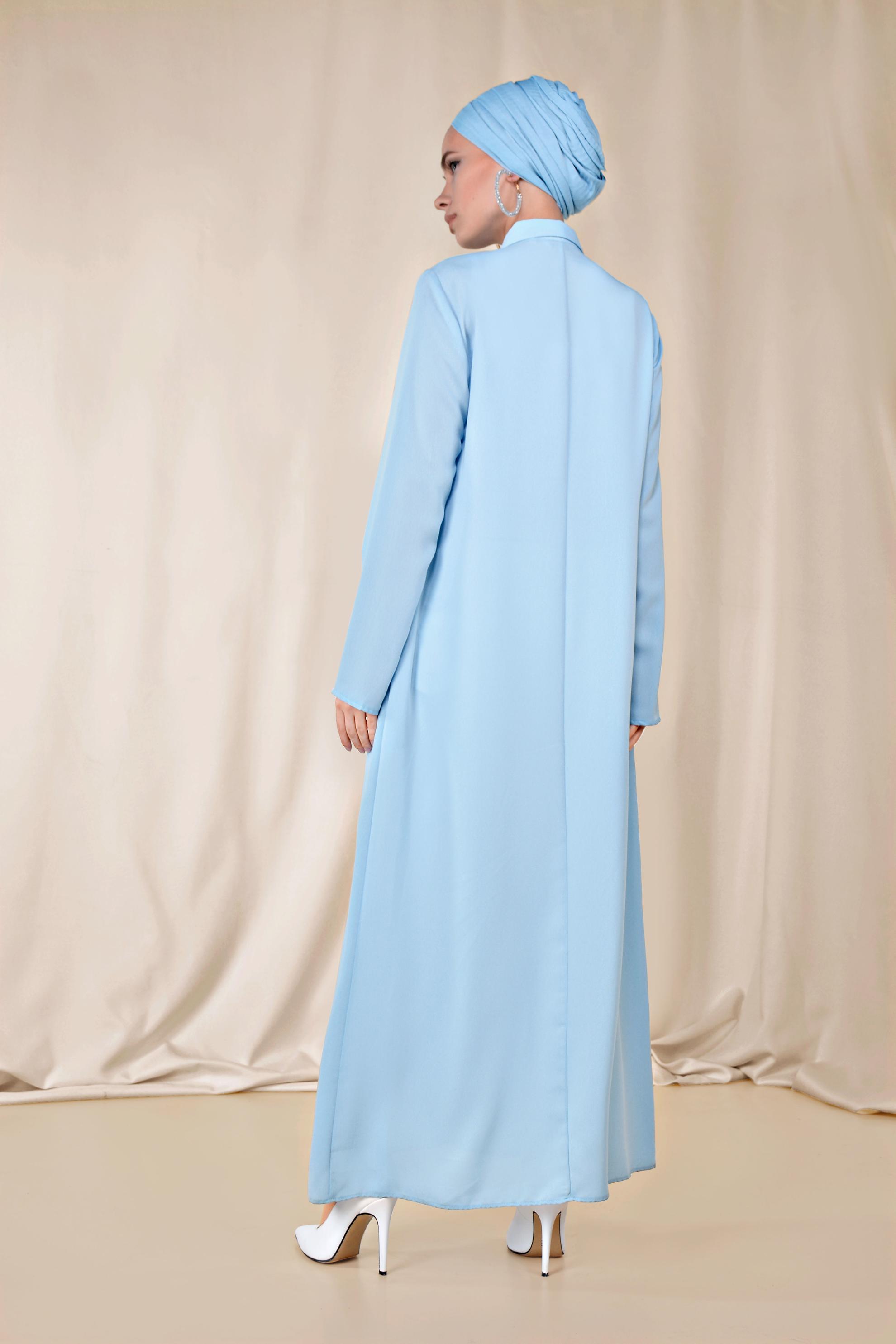 Tesettür giyim MAVİ 4348 NİL CREP TUNİK 38/48 TEK40-42