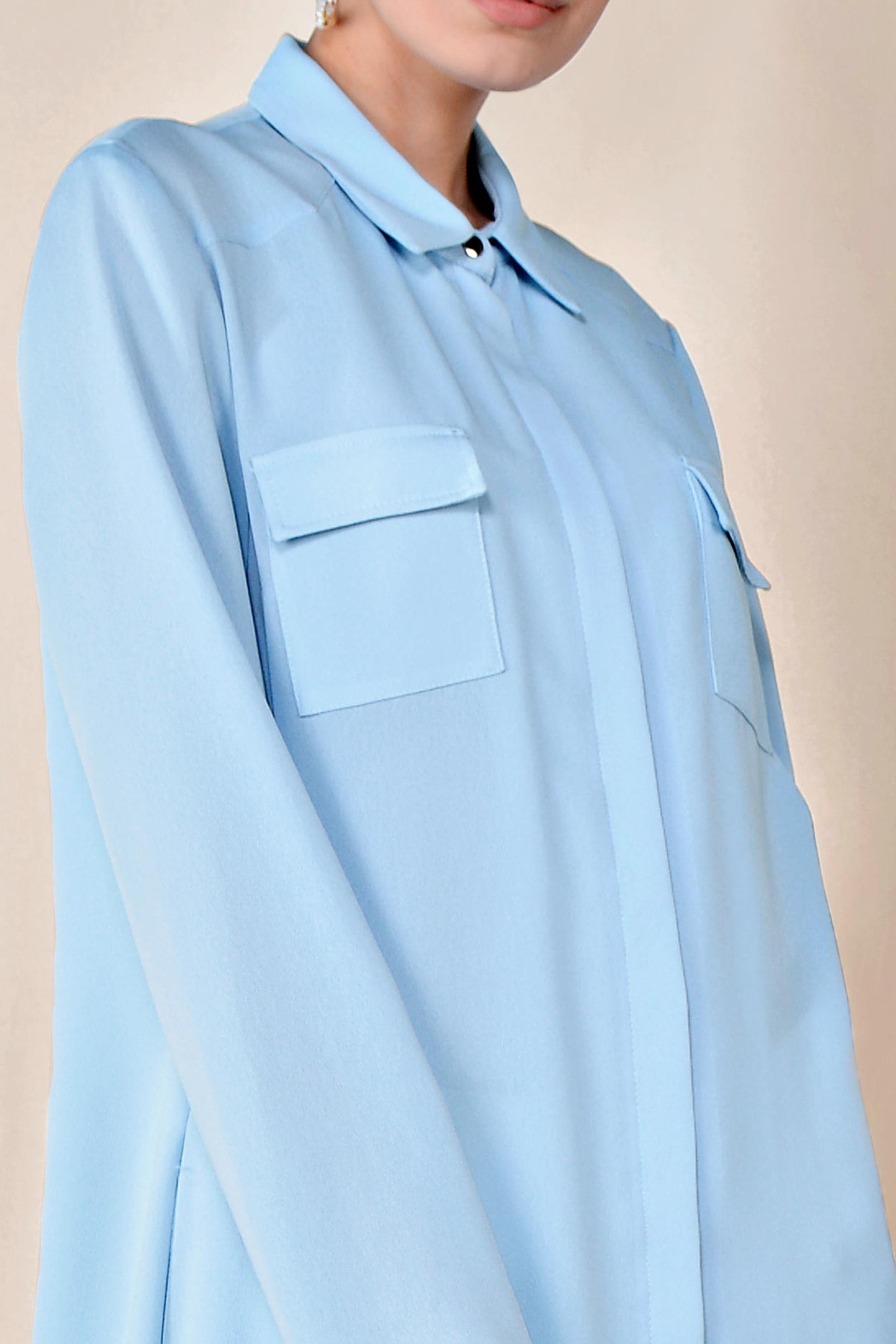 Tesettür giyim MAVİ 4348 NİL CREP TUNİK 38/48 TEK40-42