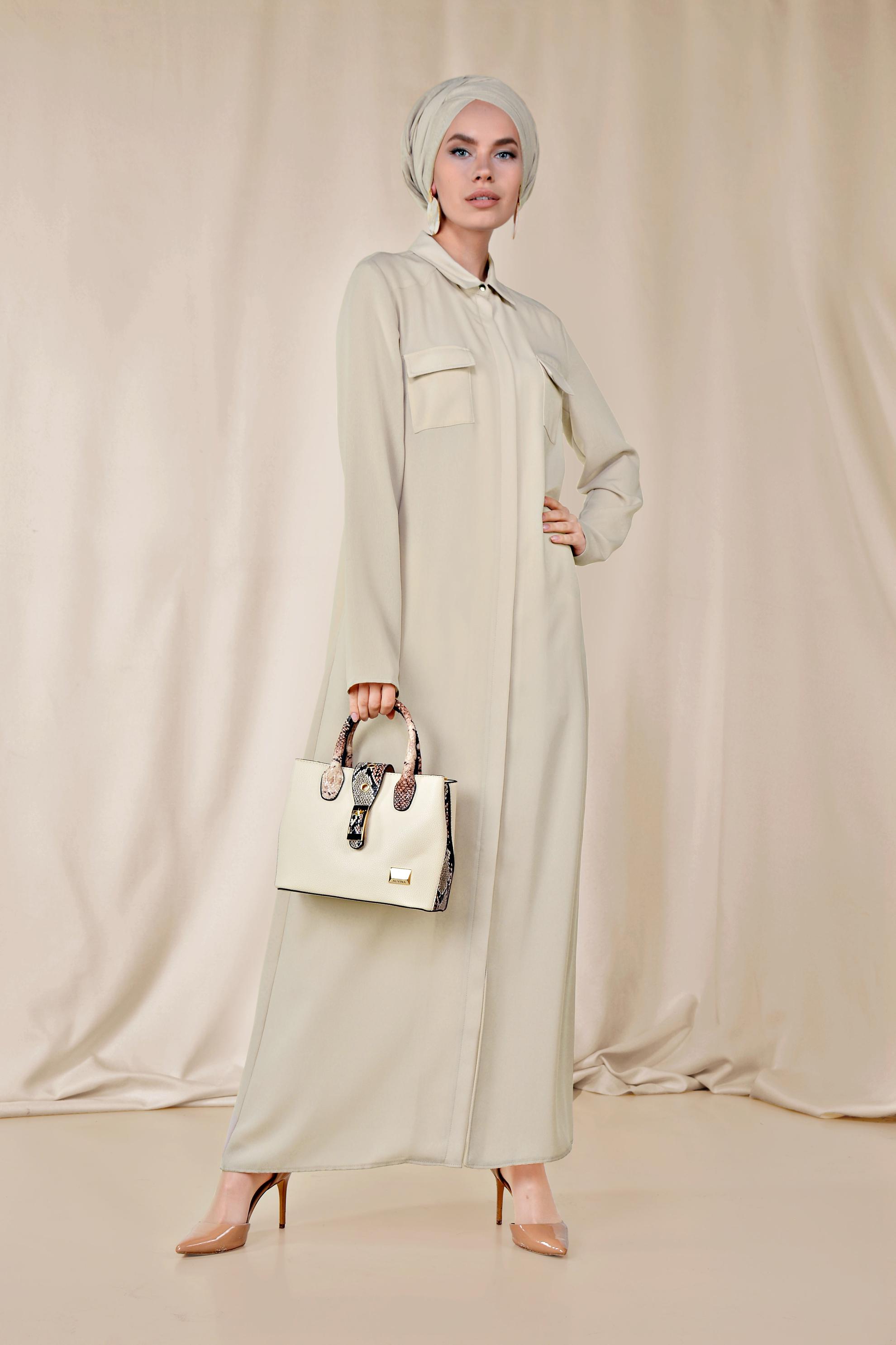 Tesettür giyim BEJ 4348 NİL CREP TUNİK 38/48 TEK40-42