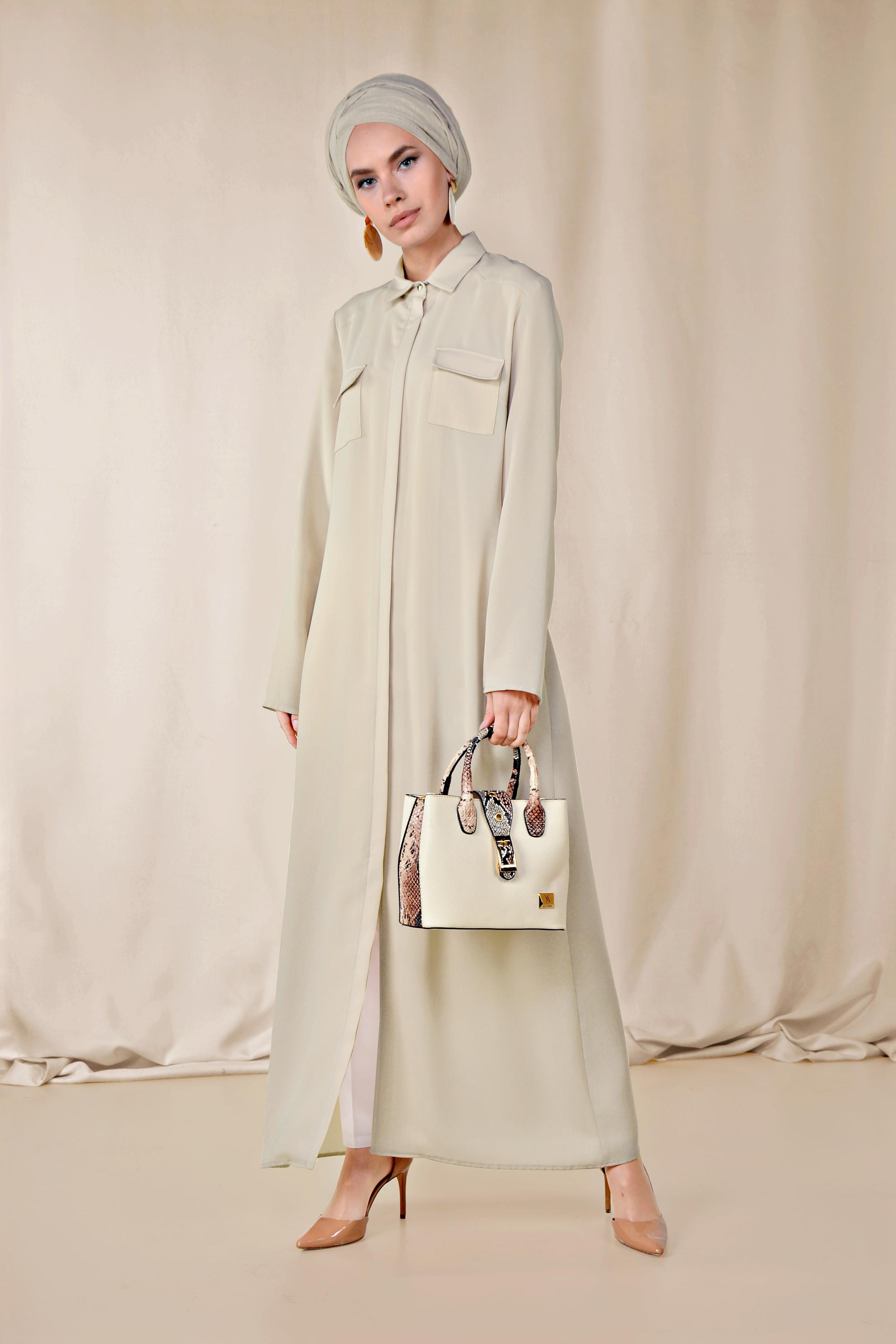 Tesettür giyim BEJ 4348 NİL CREP TUNİK 38/48 TEK40-42