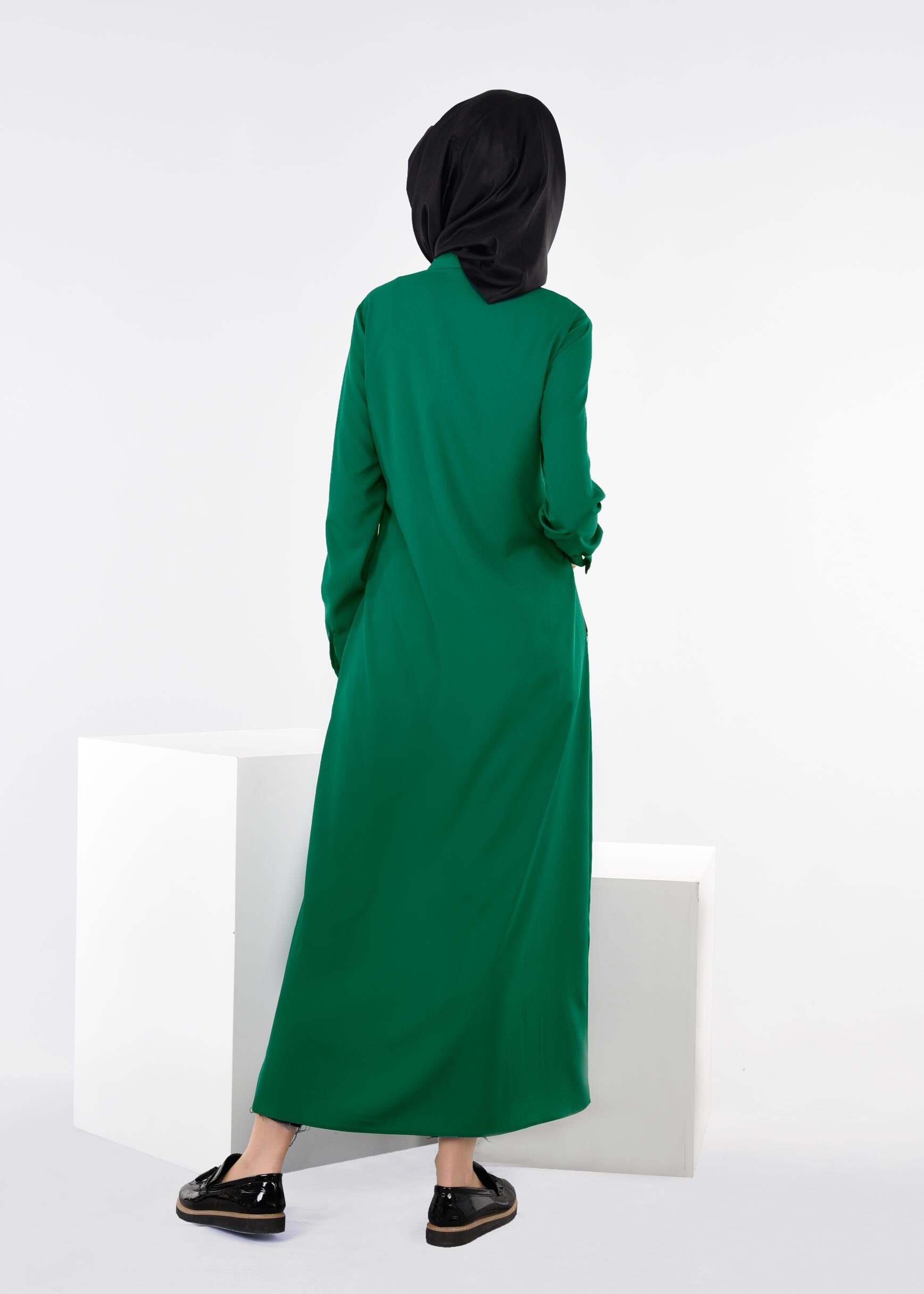 Tesettür giyim YEŞİL 4366 ROSA DÜZ TUNİK 38/48 TEK40