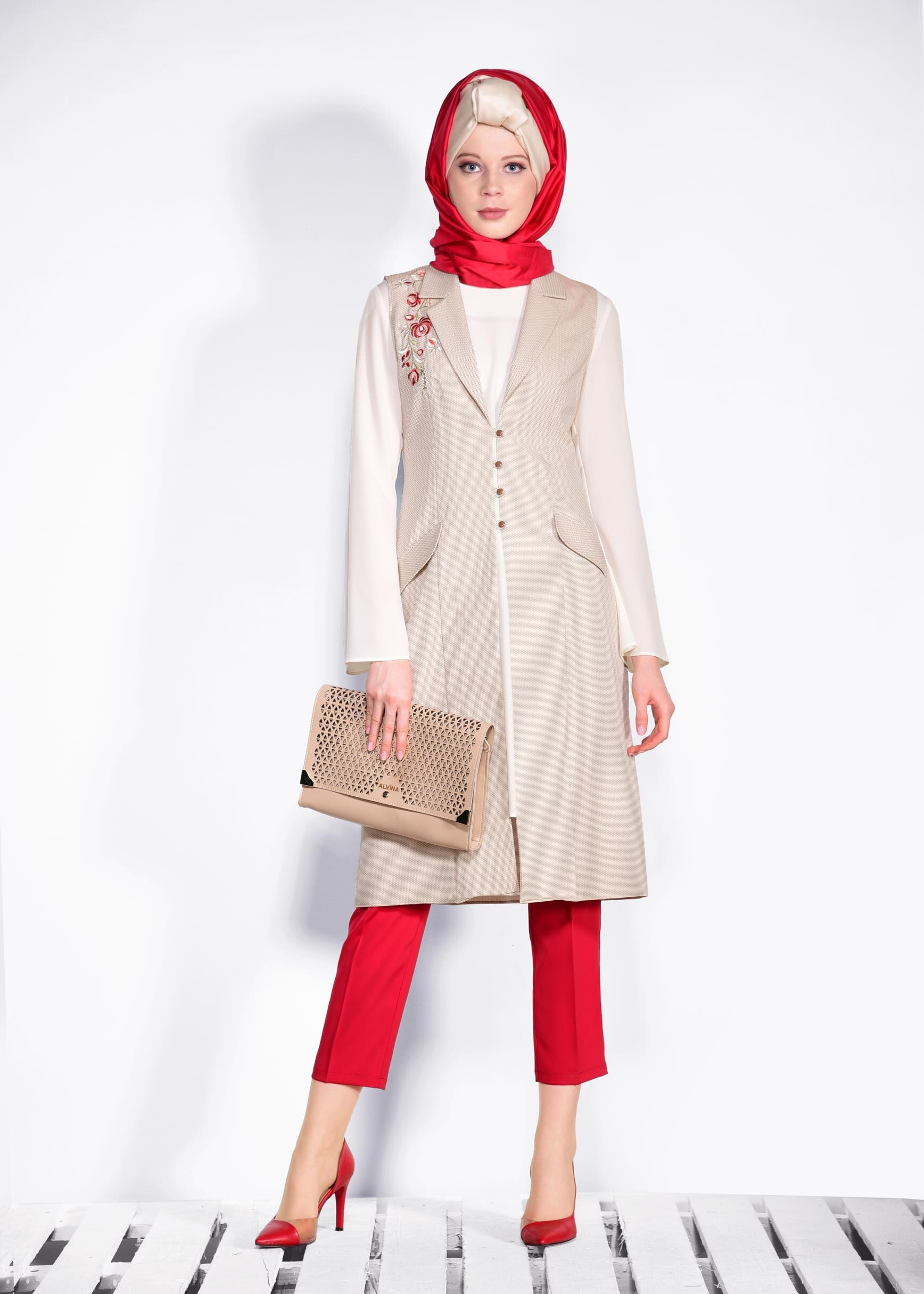 Tesettür giyim PUDRA 4374 BERTA 43625 2&prime;Lİ TUNİK 38/46 TEK40