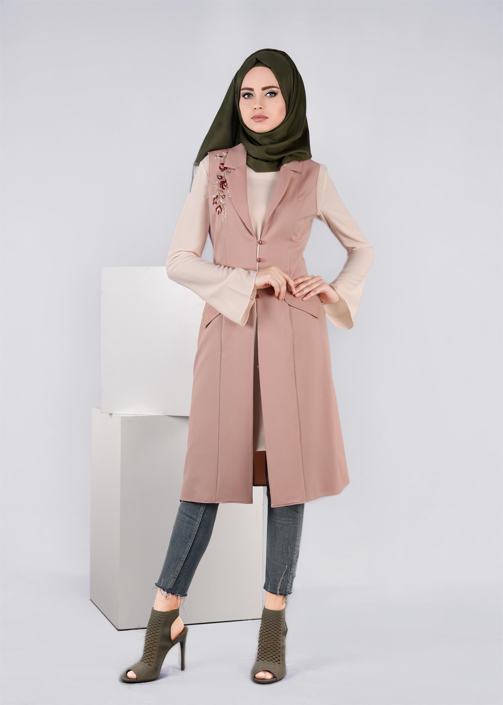 Tesettür giyim BEJ 4374 BERTA 43625 2&prime;Lİ TUNİK 38/46 TEK40