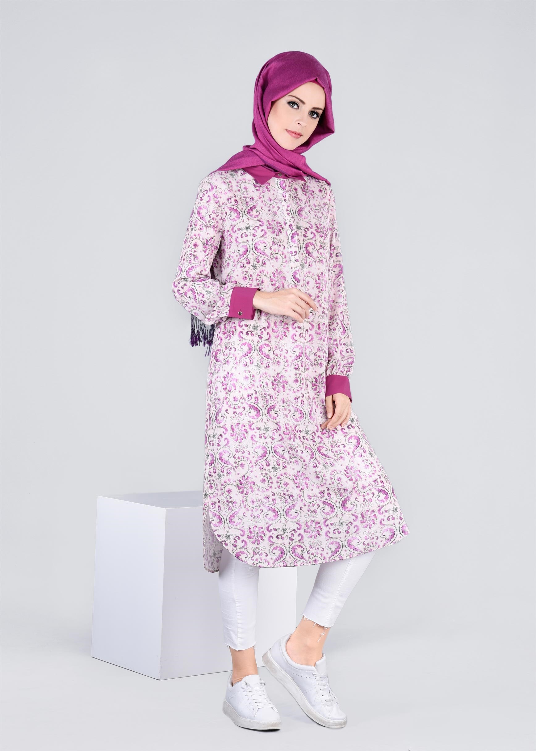 Tesettür giyim MOR 4392 BURBLE 10489 TUNİK 40/48