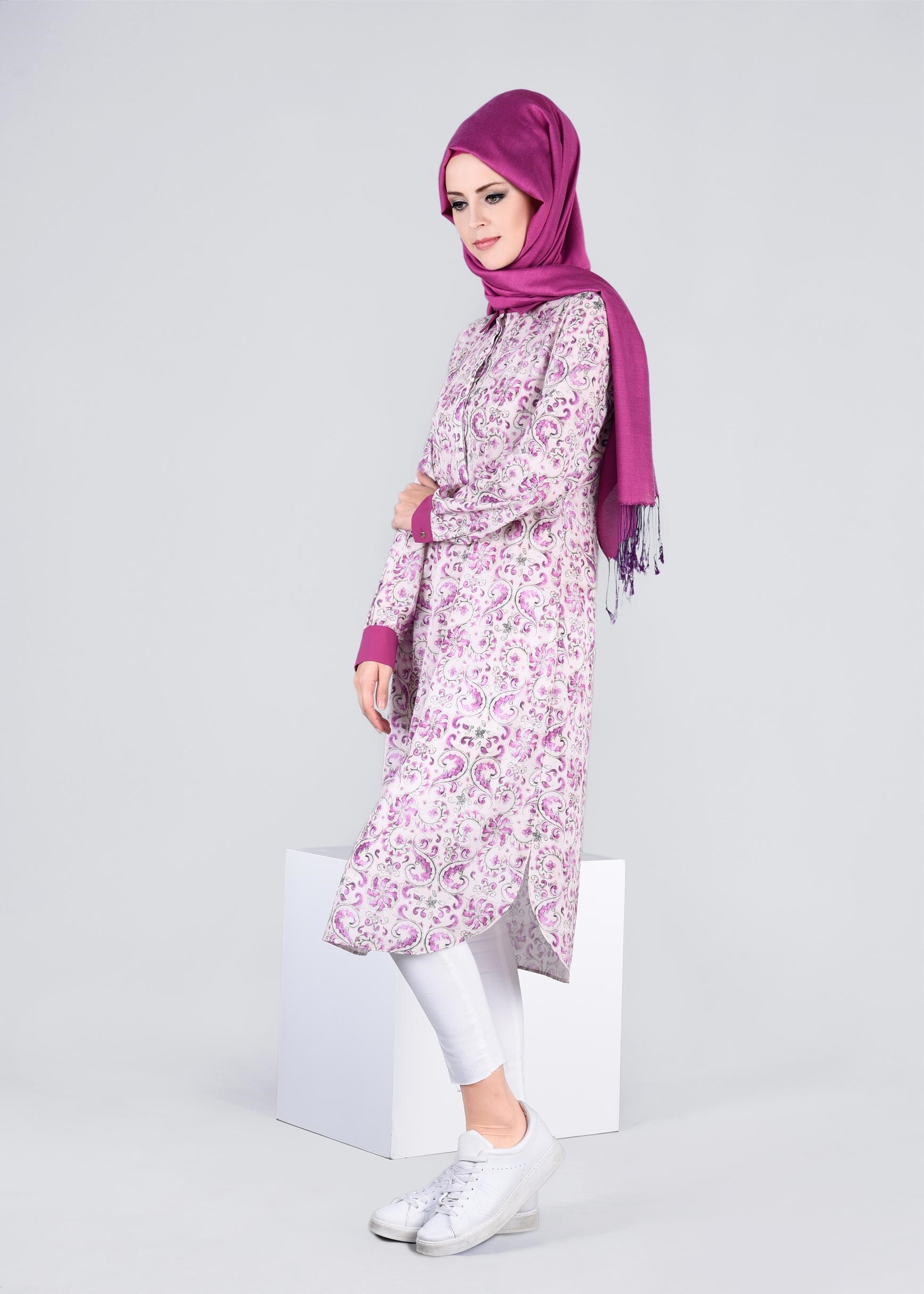 Tesettür giyim MOR 4392 BURBLE 10489 TUNİK 40/48