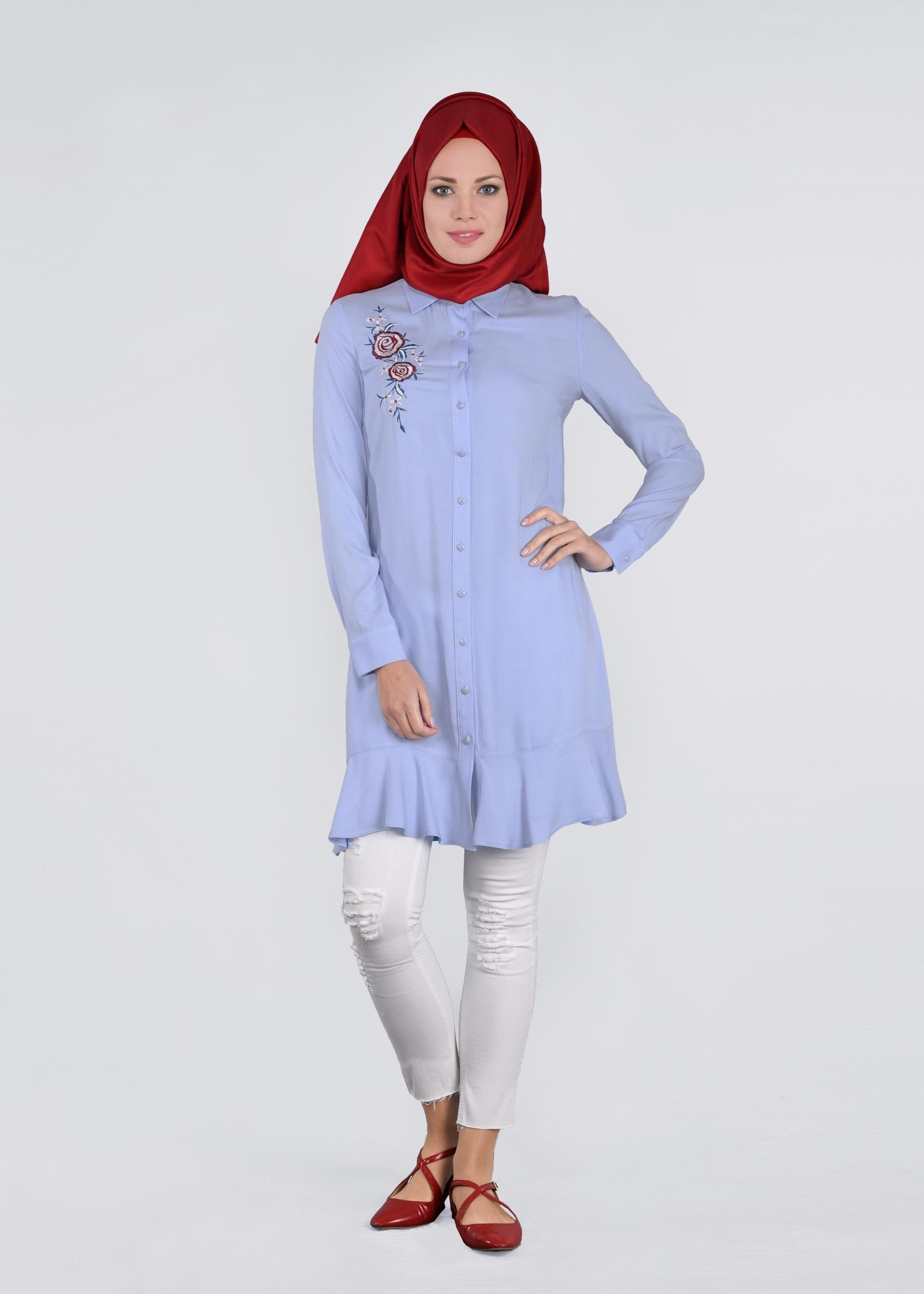 Tesettür giyim MAVİ 4428 7972 TUNİK 38/46 TEK40