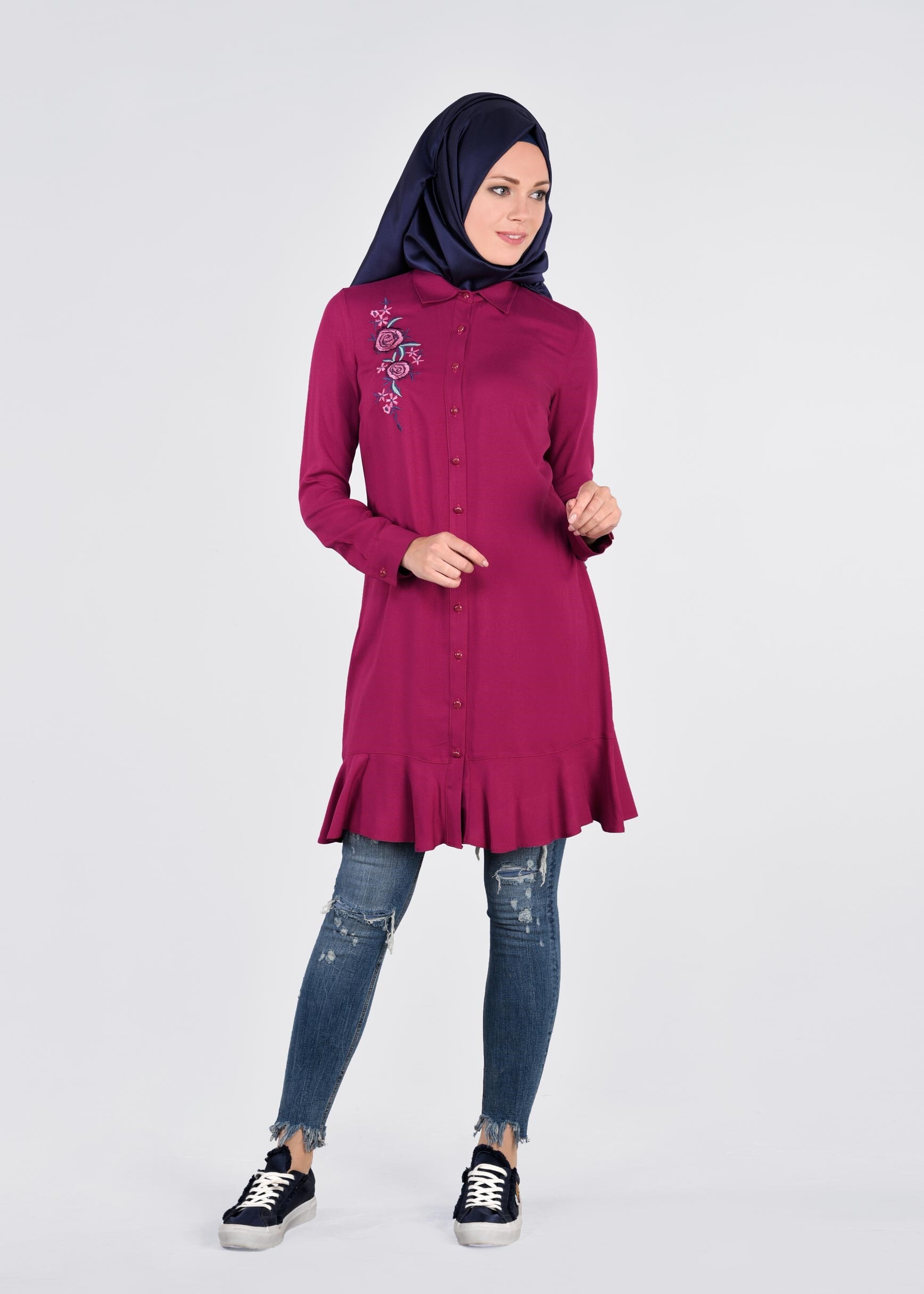 Tesettür giyim FUŞYA 4428 7972 TUNİK 38/46 TEK40