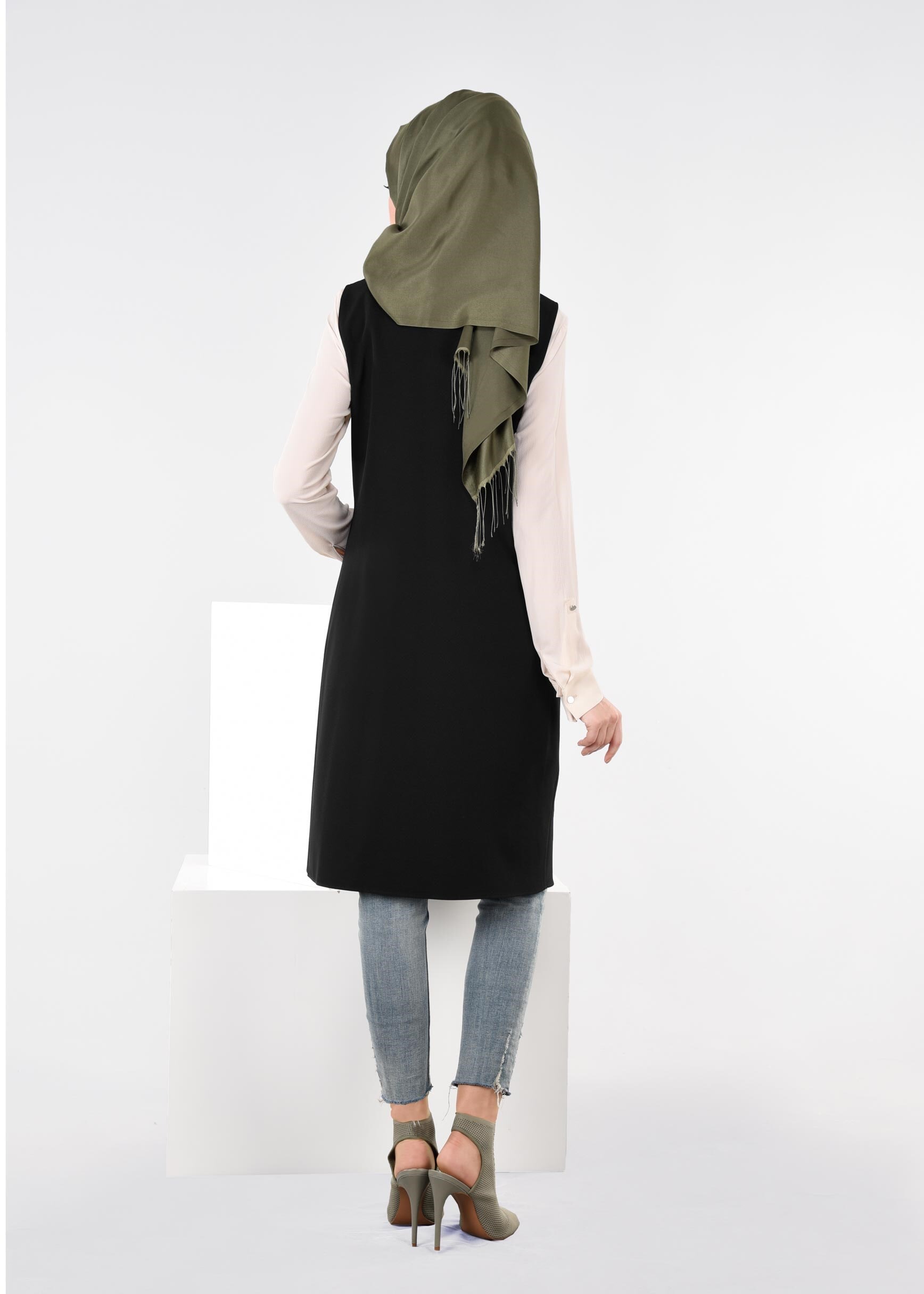 Tesettür giyim SİYAH 4434 ZADE 2&prime;Lİ TUNİK 38/46 TEK36