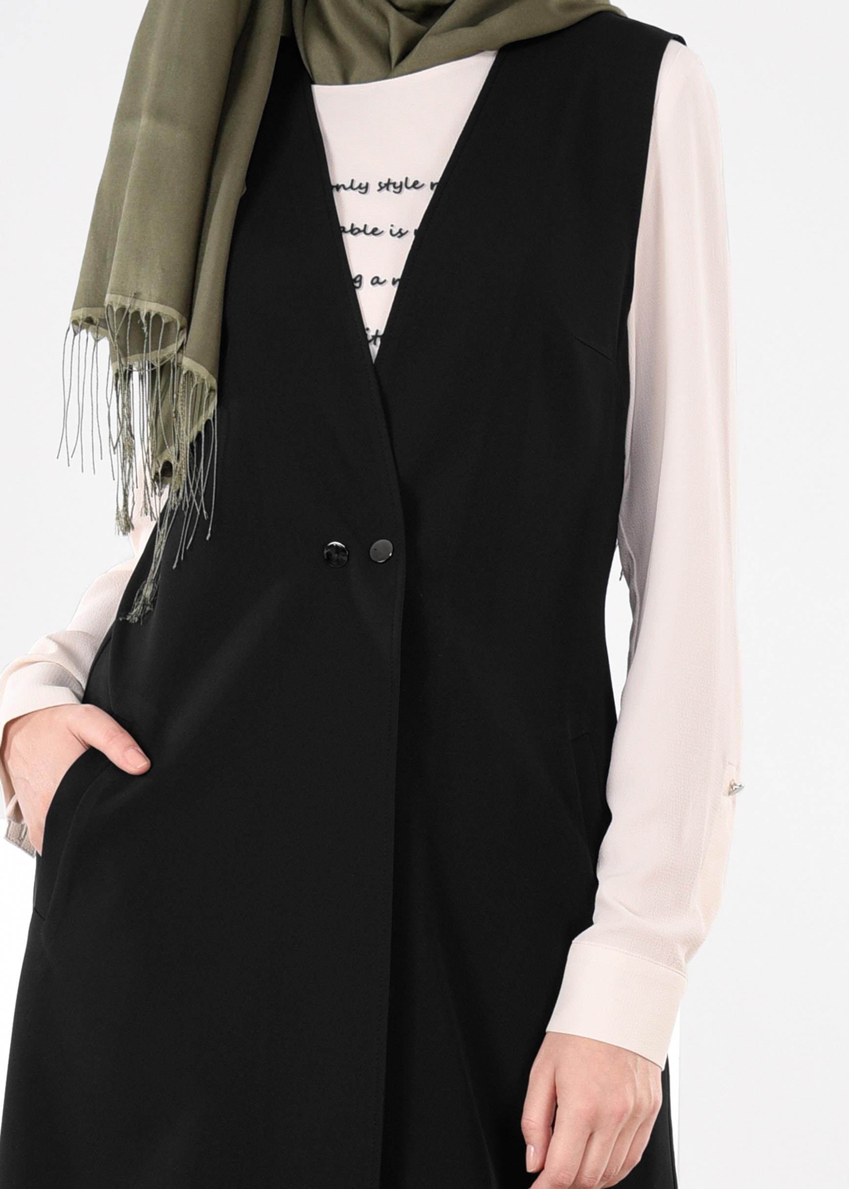 Tesettür giyim SİYAH 4434 ZADE 2&prime;Lİ TUNİK 38/46 TEK36