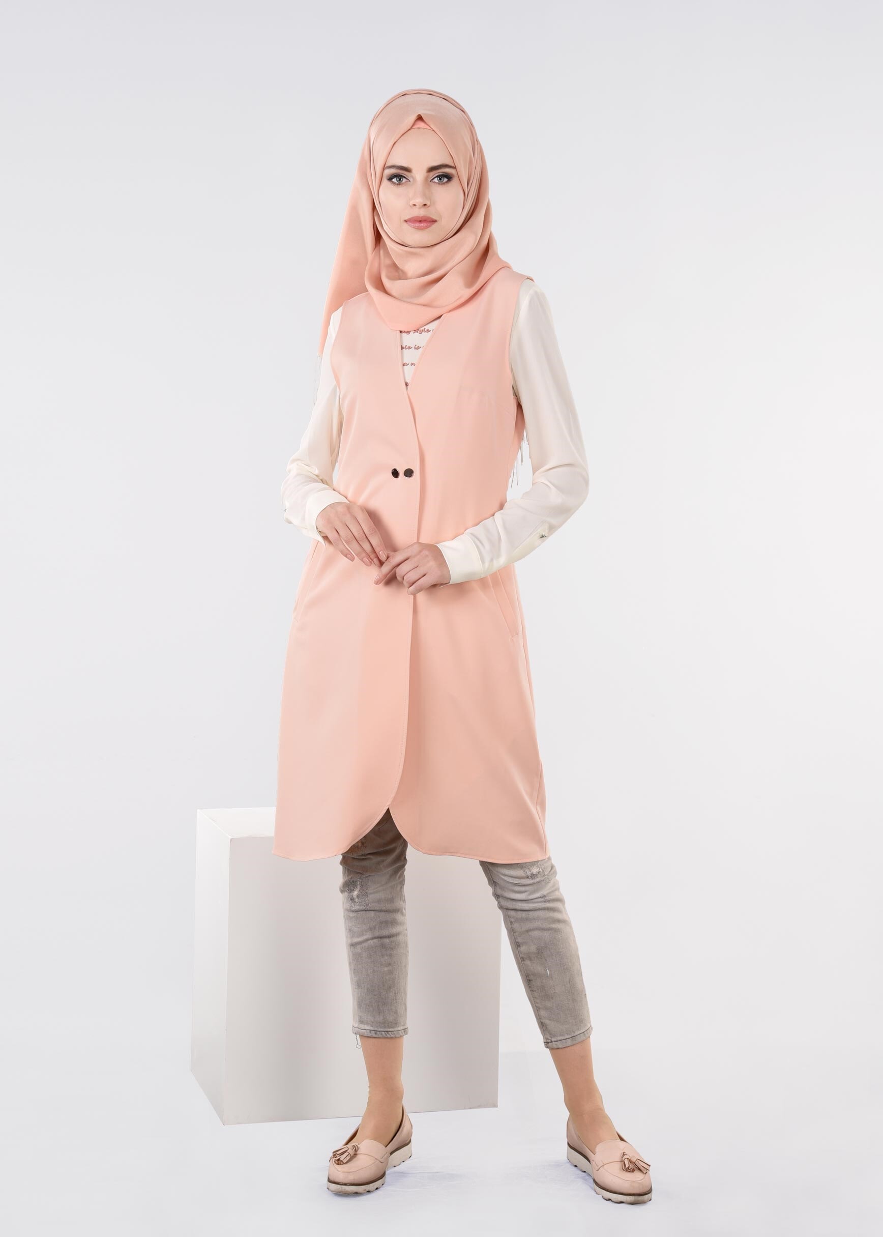 Tesettür giyim PUDRA 4434 ZADE 2&prime;Lİ TUNİK 38/46 TEK36