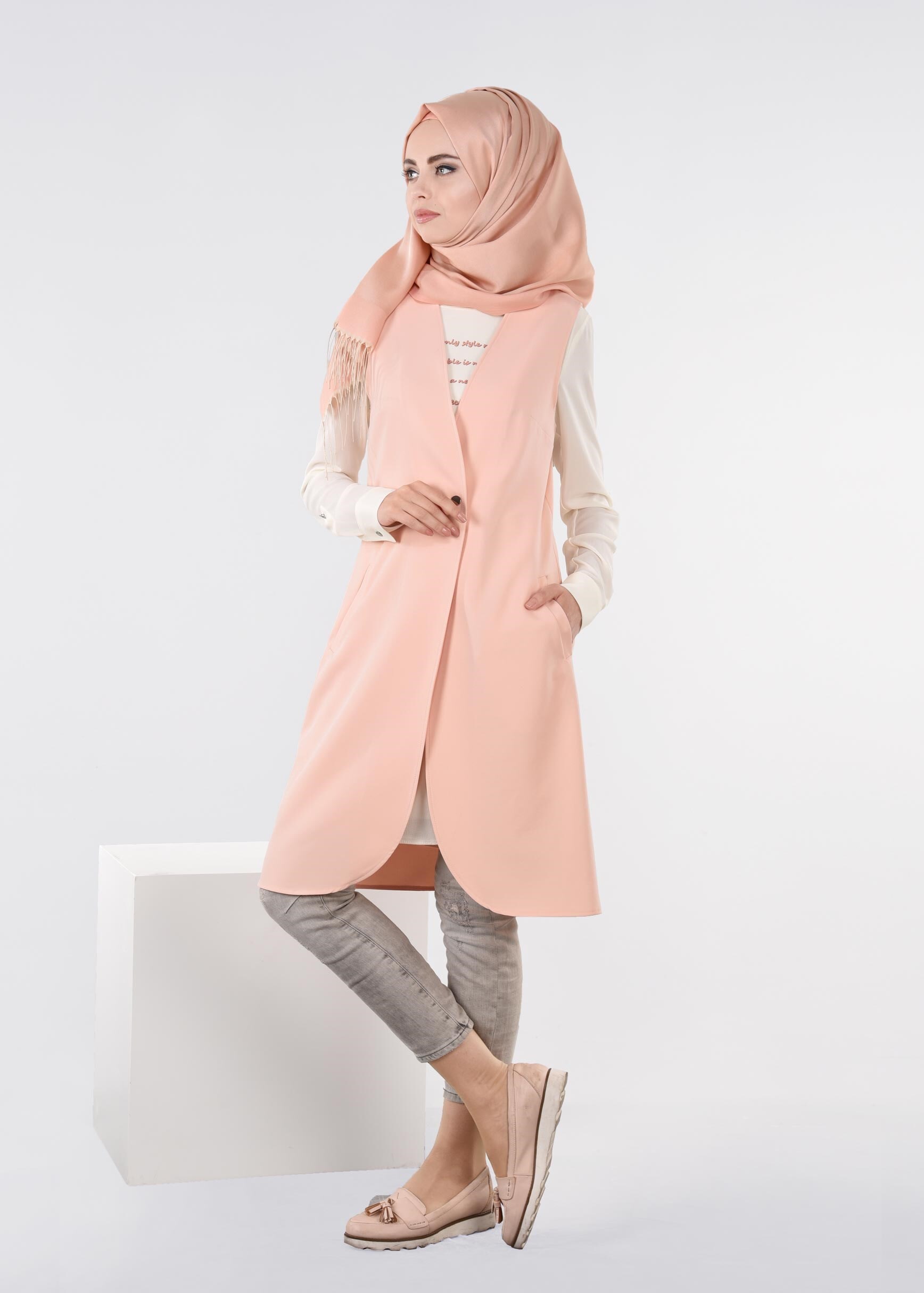 Tesettür giyim PUDRA 4434 ZADE 2&prime;Lİ TUNİK 38/46 TEK36