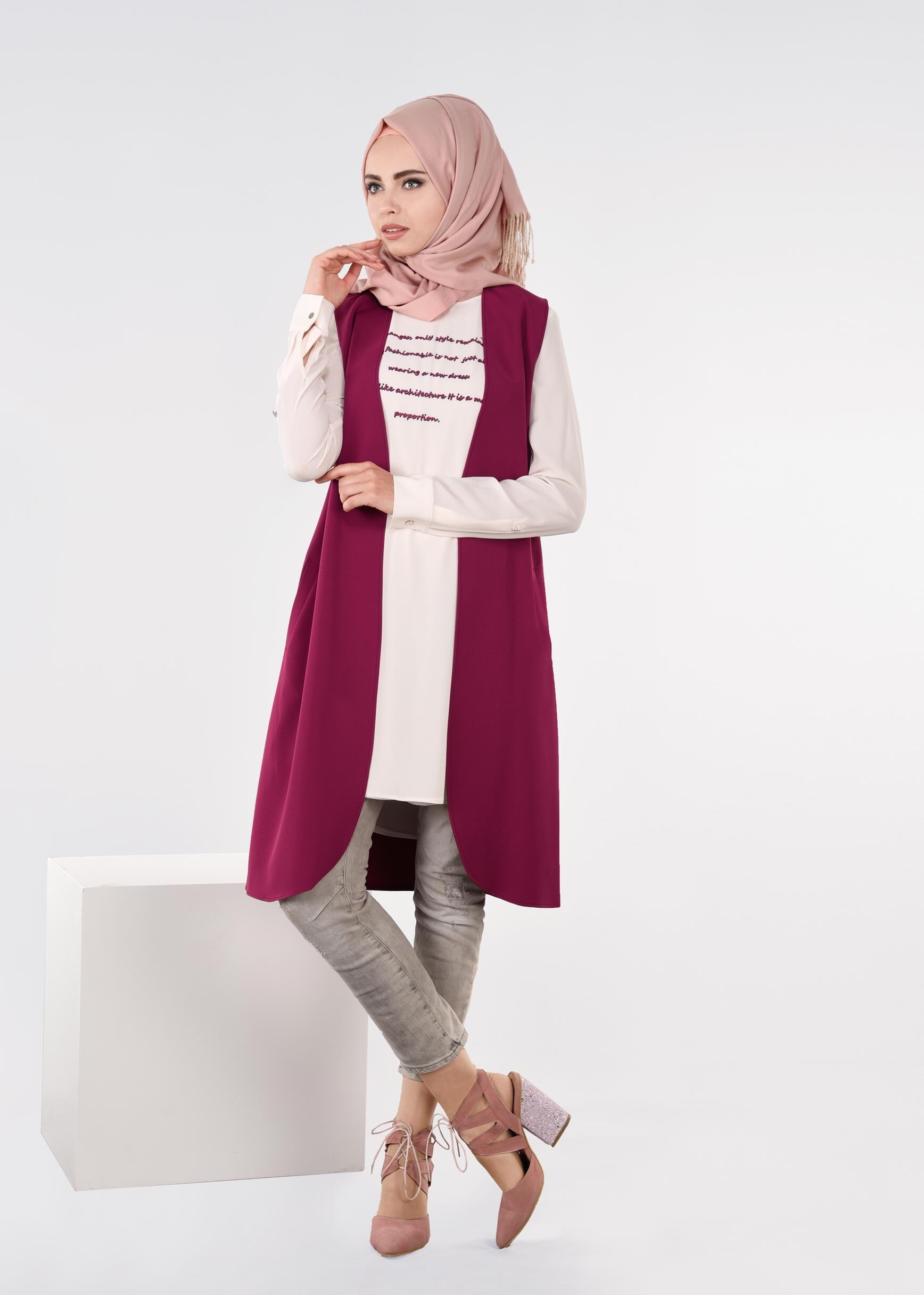 Tesettür giyim MOR 4434 ZADE 2&prime;Lİ TUNİK 38/46 TEK36