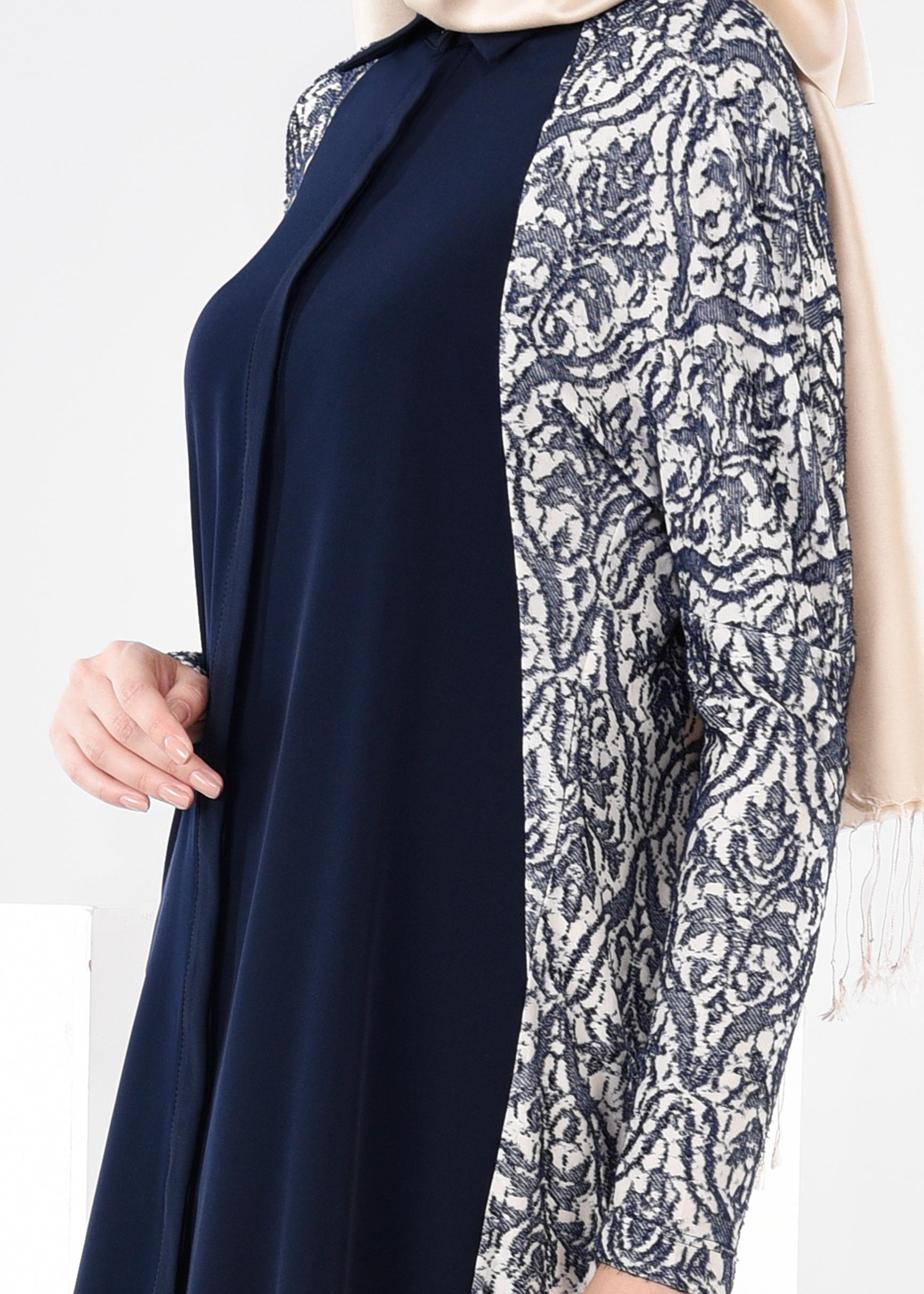 Tesettür giyim LACİVERT DESENLİ TUNİK 4437