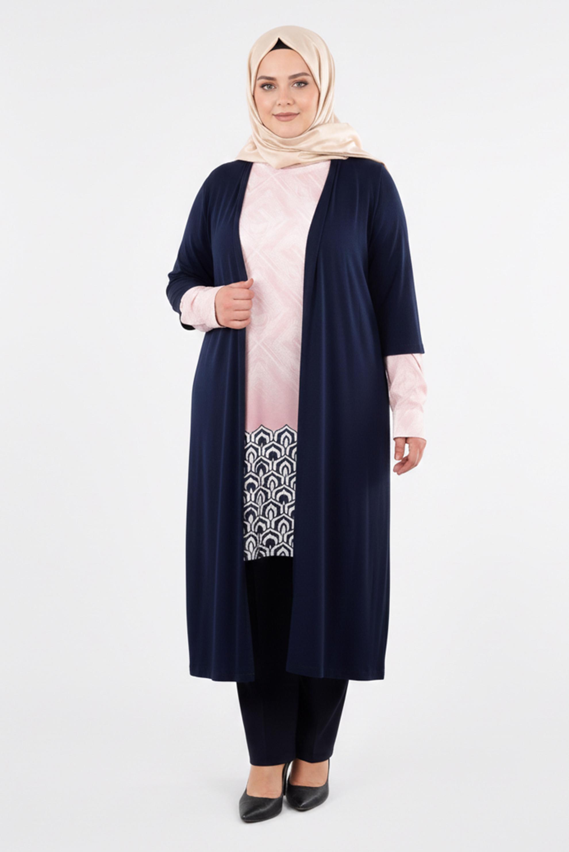 Tesettür giyim PUDRA CEKETLİ DESENLİ TUNİK 4446