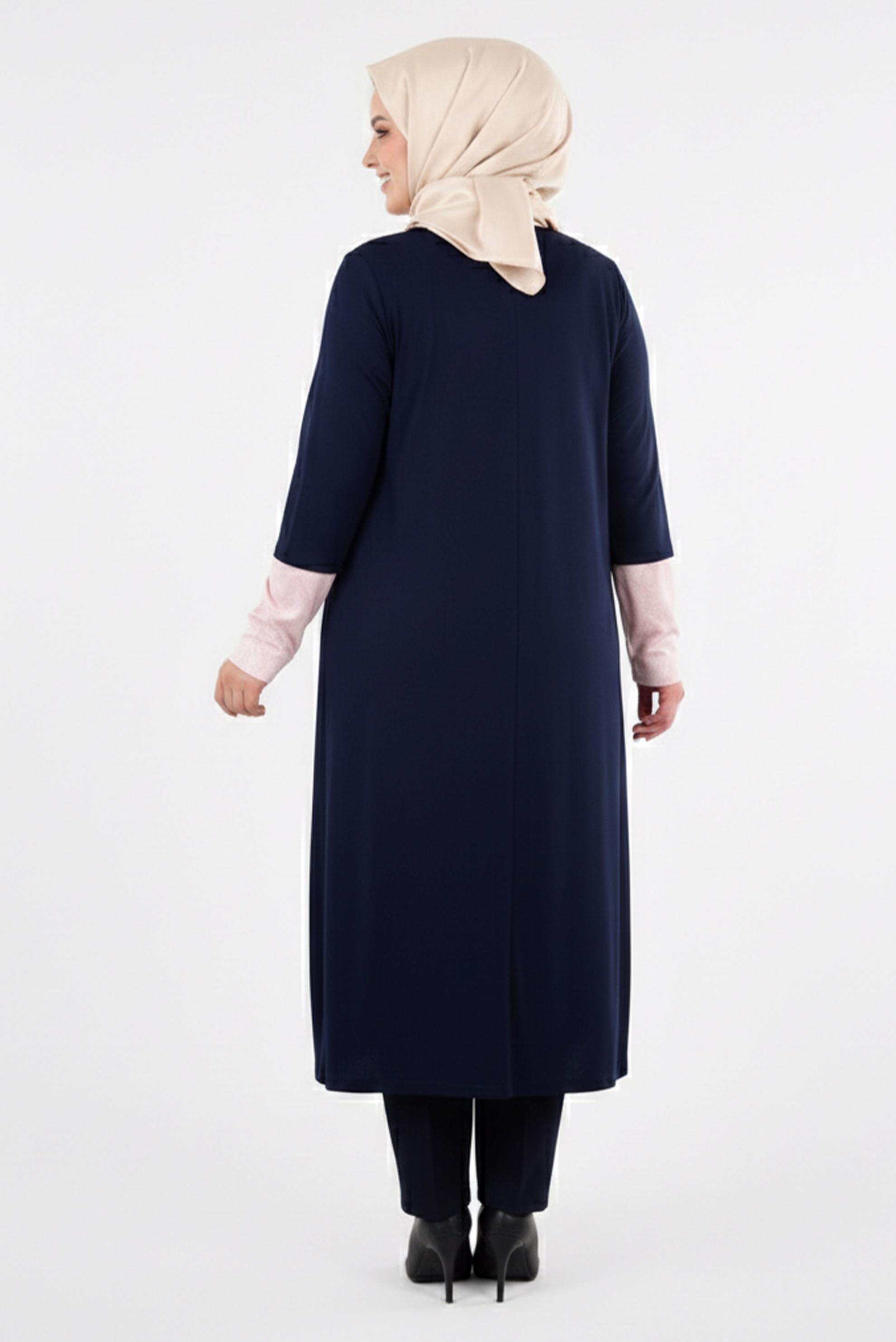 Tesettür giyim PUDRA CEKETLİ DESENLİ TUNİK 4446