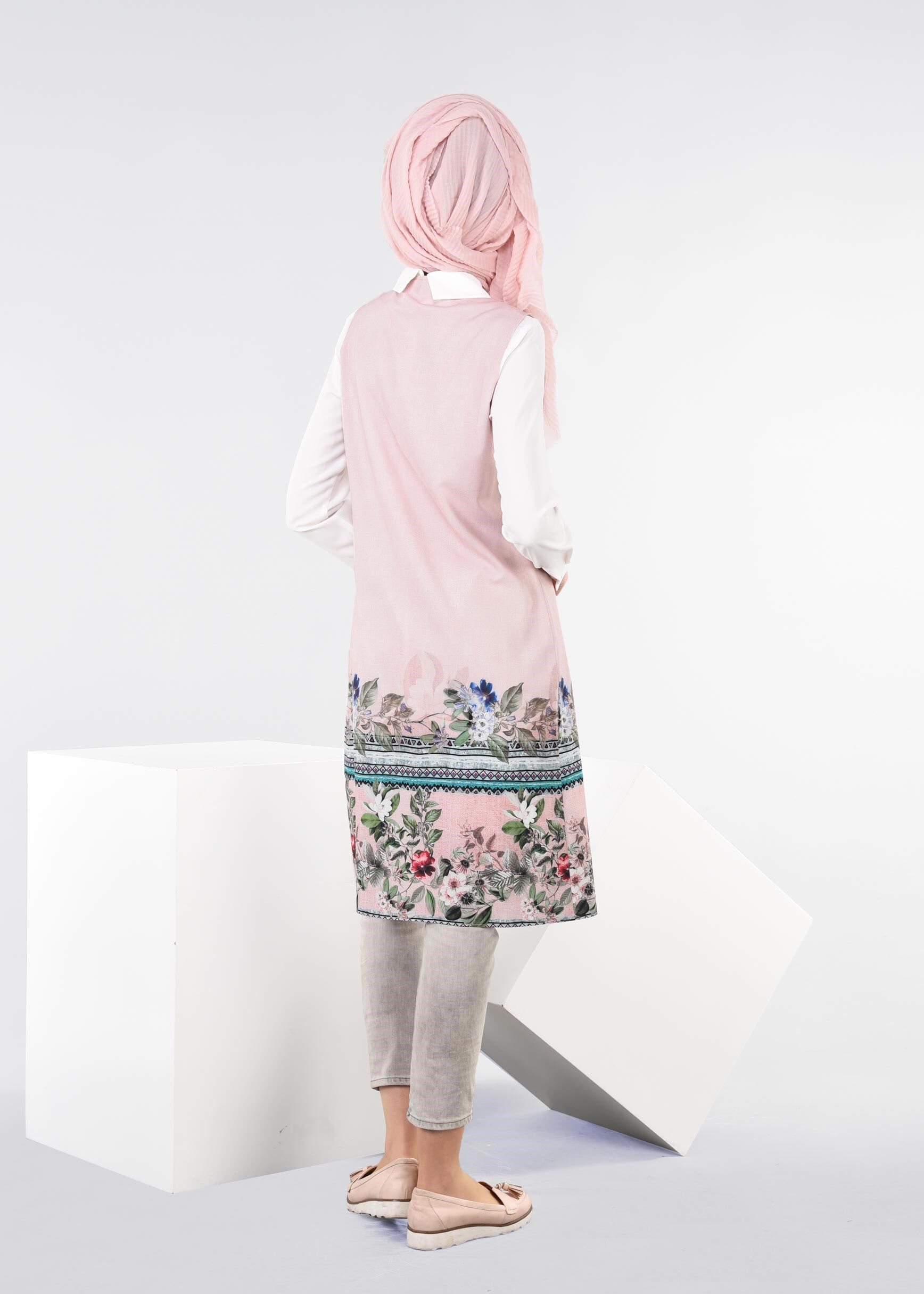 Tesettür giyim PUDRA 4449 SAKIZ 11319 2&prime;Lİ TUNİK 38/46 TEK40