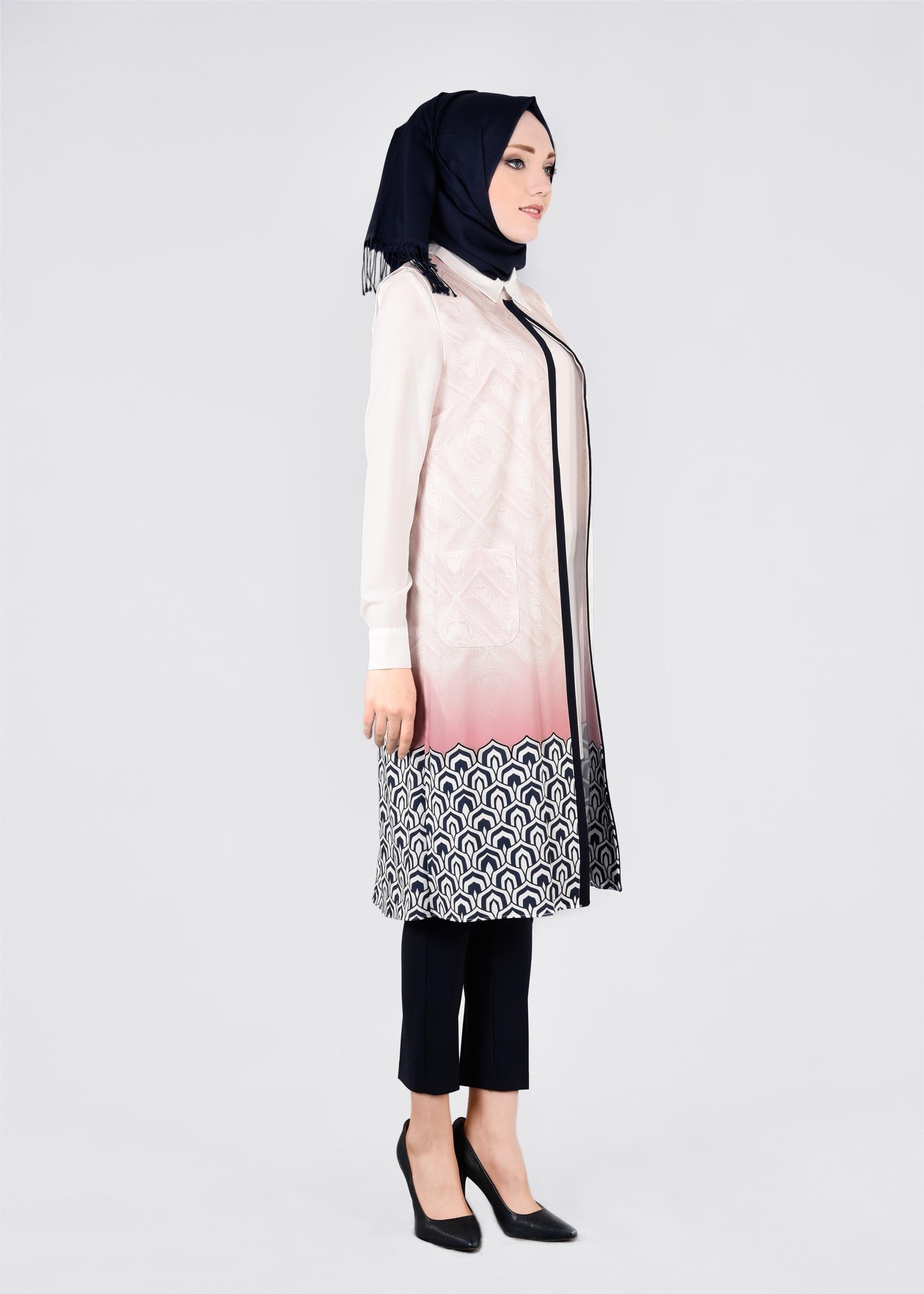 Tesettür giyim PUDRA 4450 SAKIZ 10891 2&prime;Lİ TUNİK 38/46 TEK40