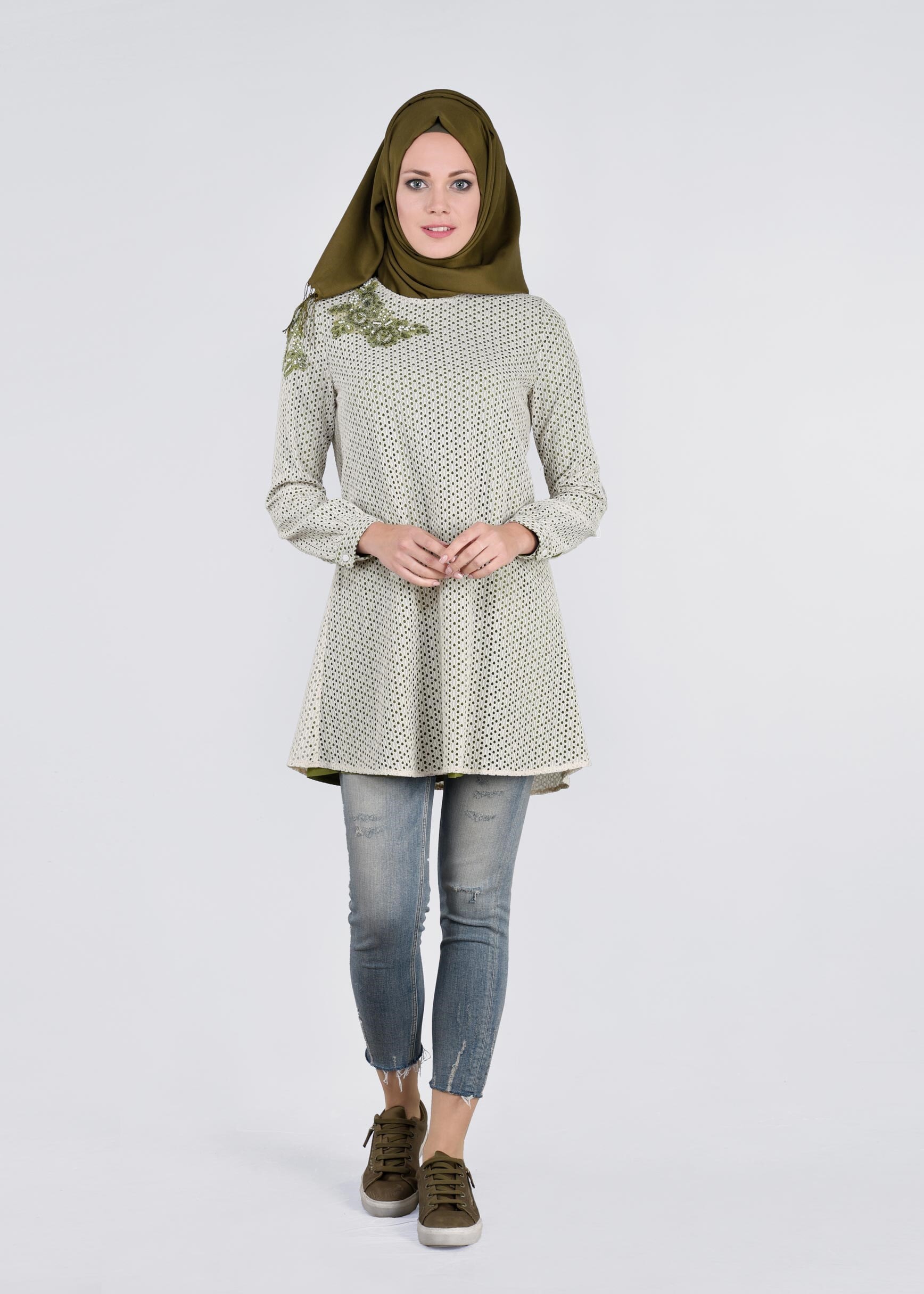 Tesettür giyim BEJ 4452 BİTA 1664 TUNİK 36/42