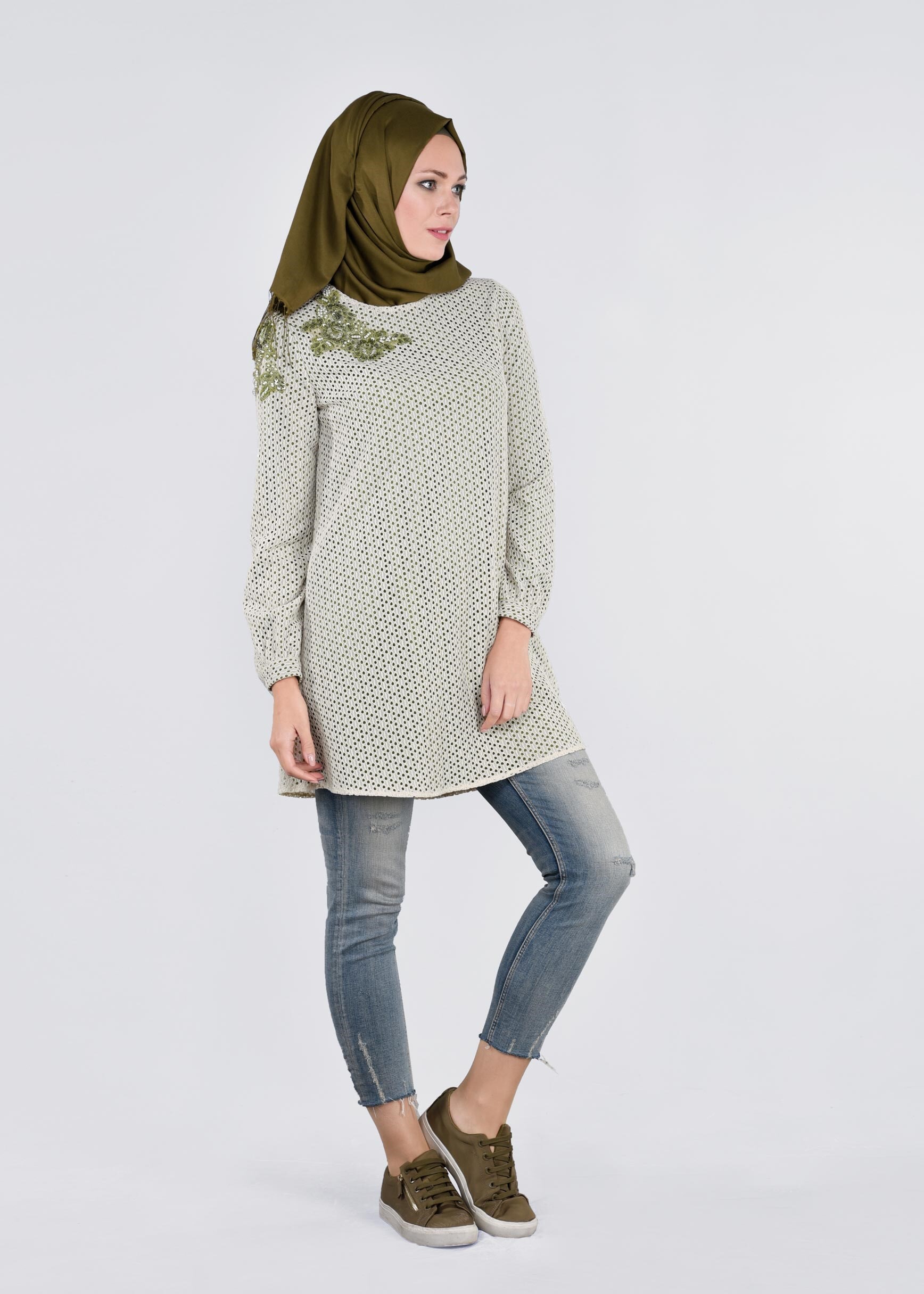 Tesettür giyim BEJ 4452 BİTA 1664 TUNİK 36/42