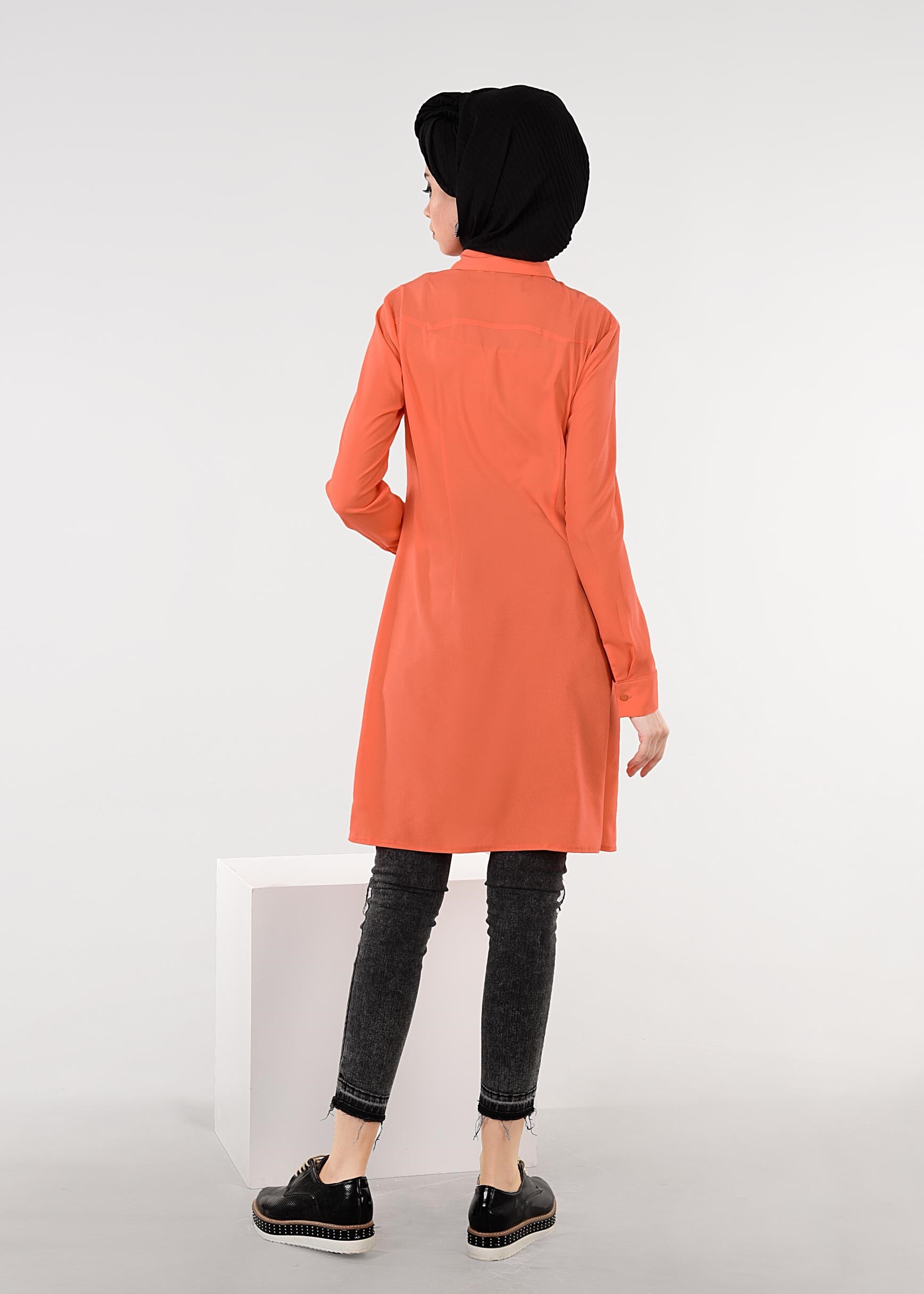 Tesettür giyim TURUNCU 4460 SACURA TESETTÜR TUNİK 38/46 TEK36