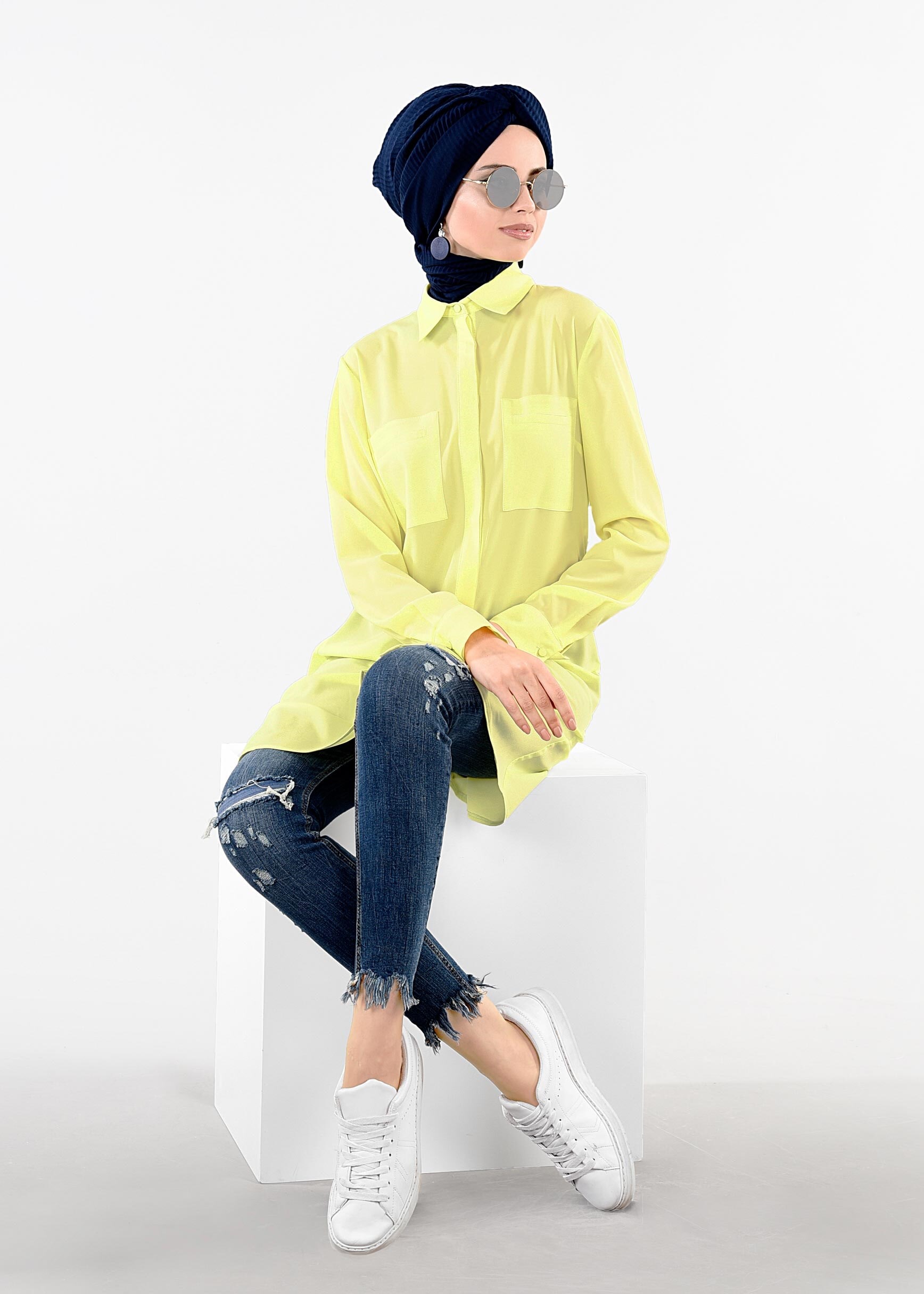 Tesettür giyim SARI 4460 SACURA TESETTÜR TUNİK 38/46 TEK36