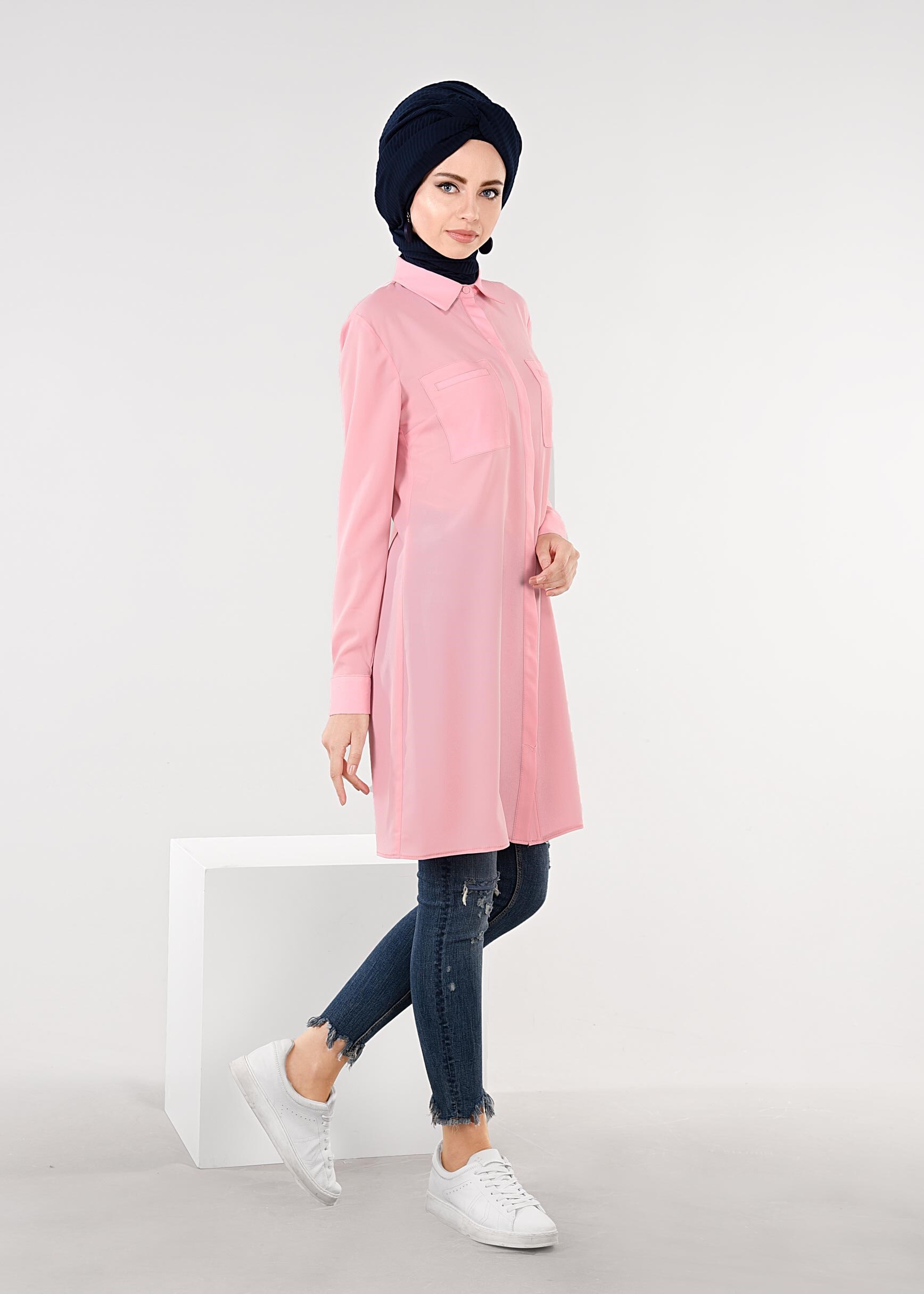 Tesettür giyim PEMBE 4460 SACURA TESETTÜR TUNİK 38/46 TEK36
